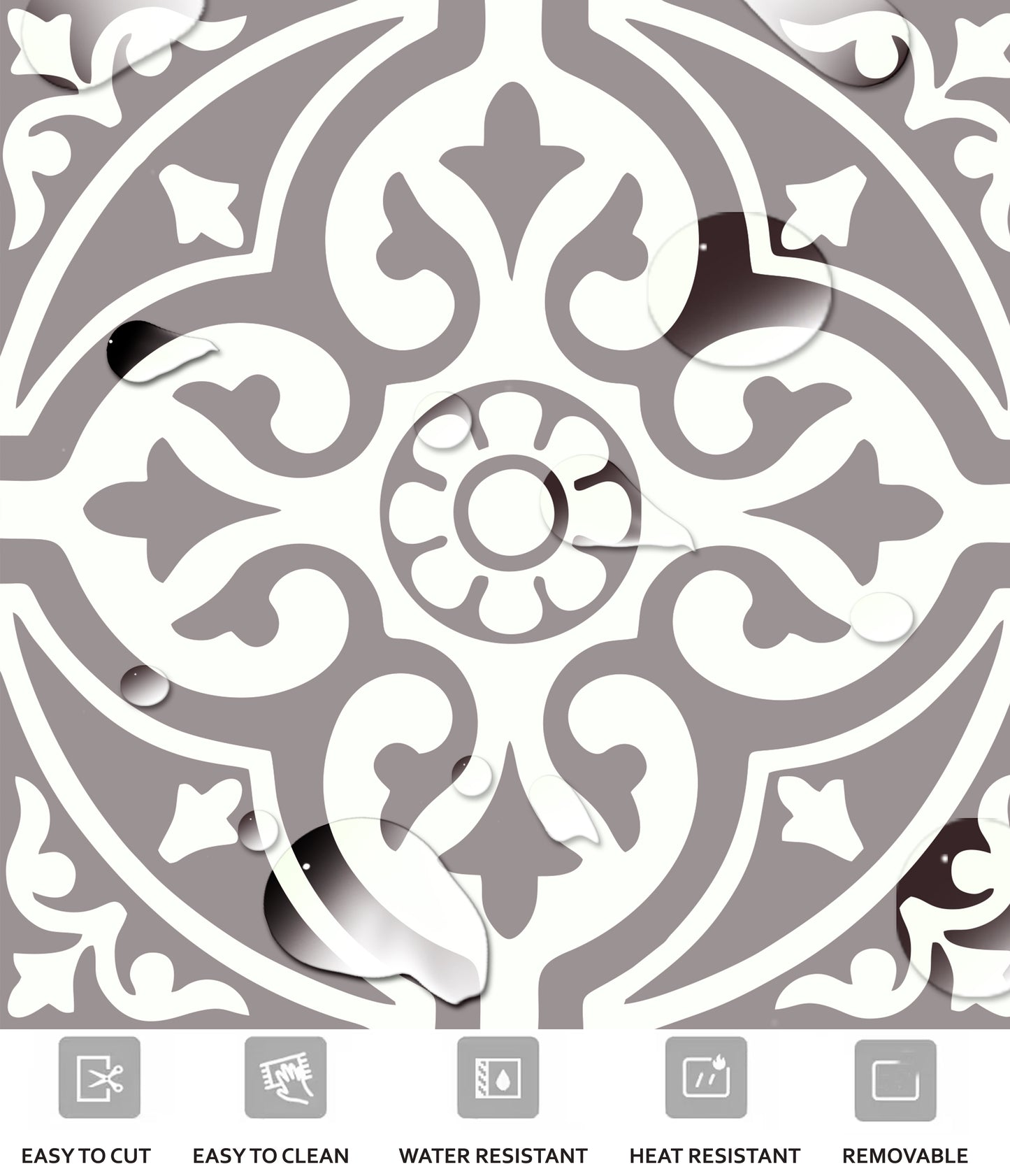 Salerno Premium Peel and Stick Floor Tile Stickers | Removable, Renter friendly with Anti-Slip finish in sturdy 520 microns
