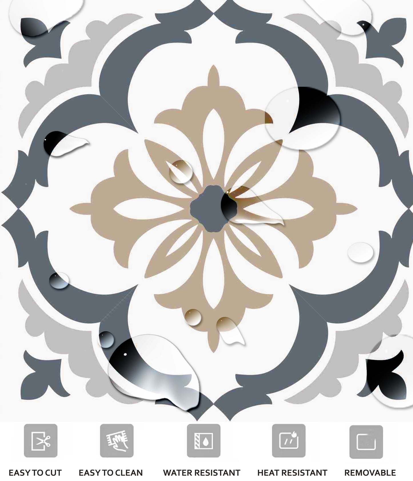 Honolulu Premium Peel and Stick Floor Tile Stickers | Removable, Renter friendly with Anti-Slip finish in sturdy 520 microns