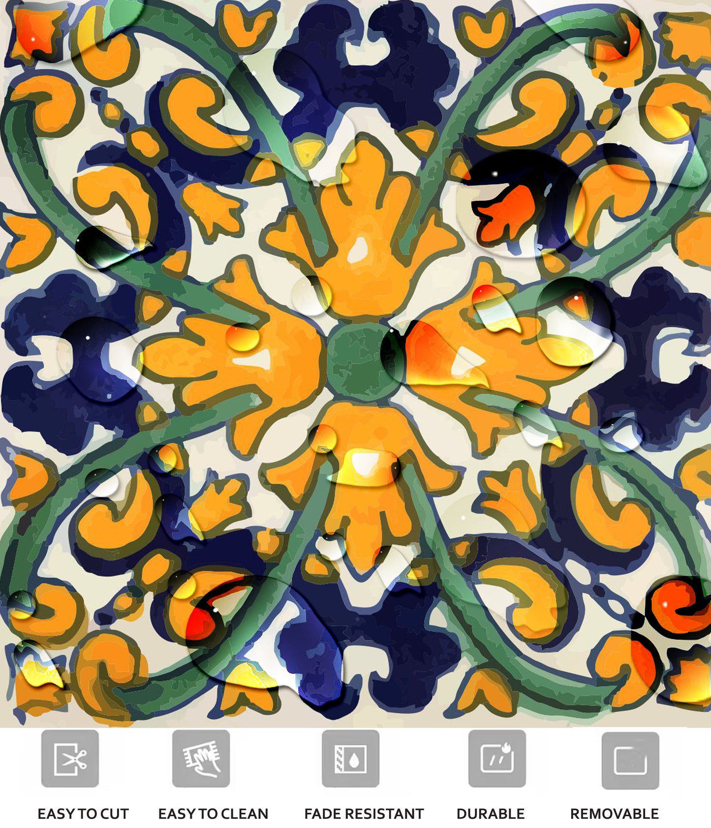 Oxaca Premium Peel and Stick Floor Tile Stickers | Removable, Renter friendly with Anti-Slip finish in sturdy 520 microns