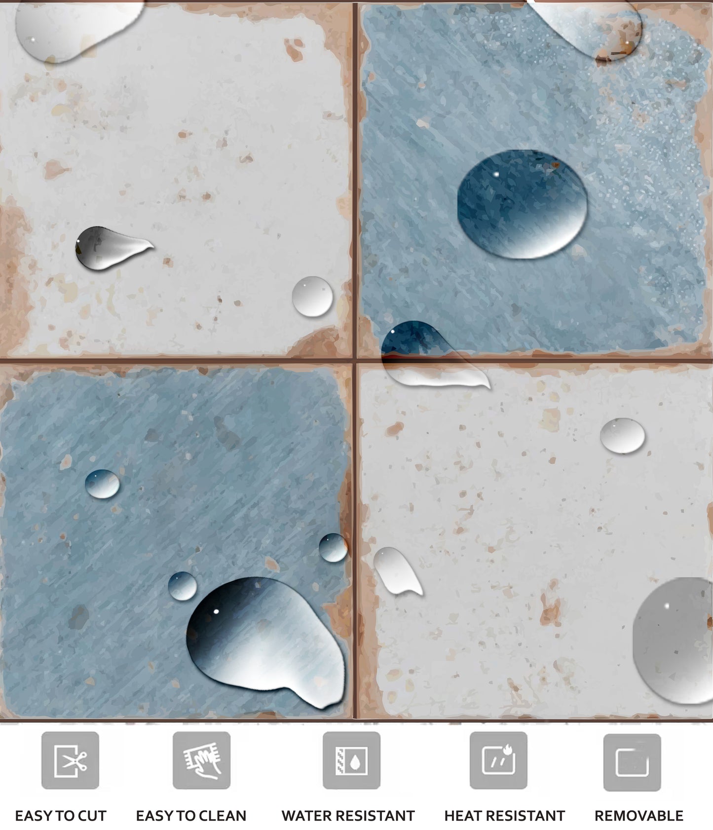 Vintage Weathered Ocean & Off-white Checker Peel & Stick Tile