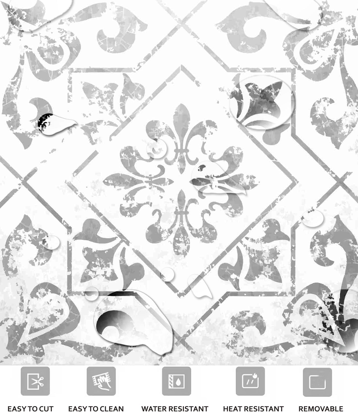 Waterford Ash Premium Peel and Stick Floor Tile Stickers | Removable, Renter friendly with Anti-Slip finish in sturdy 520 microns