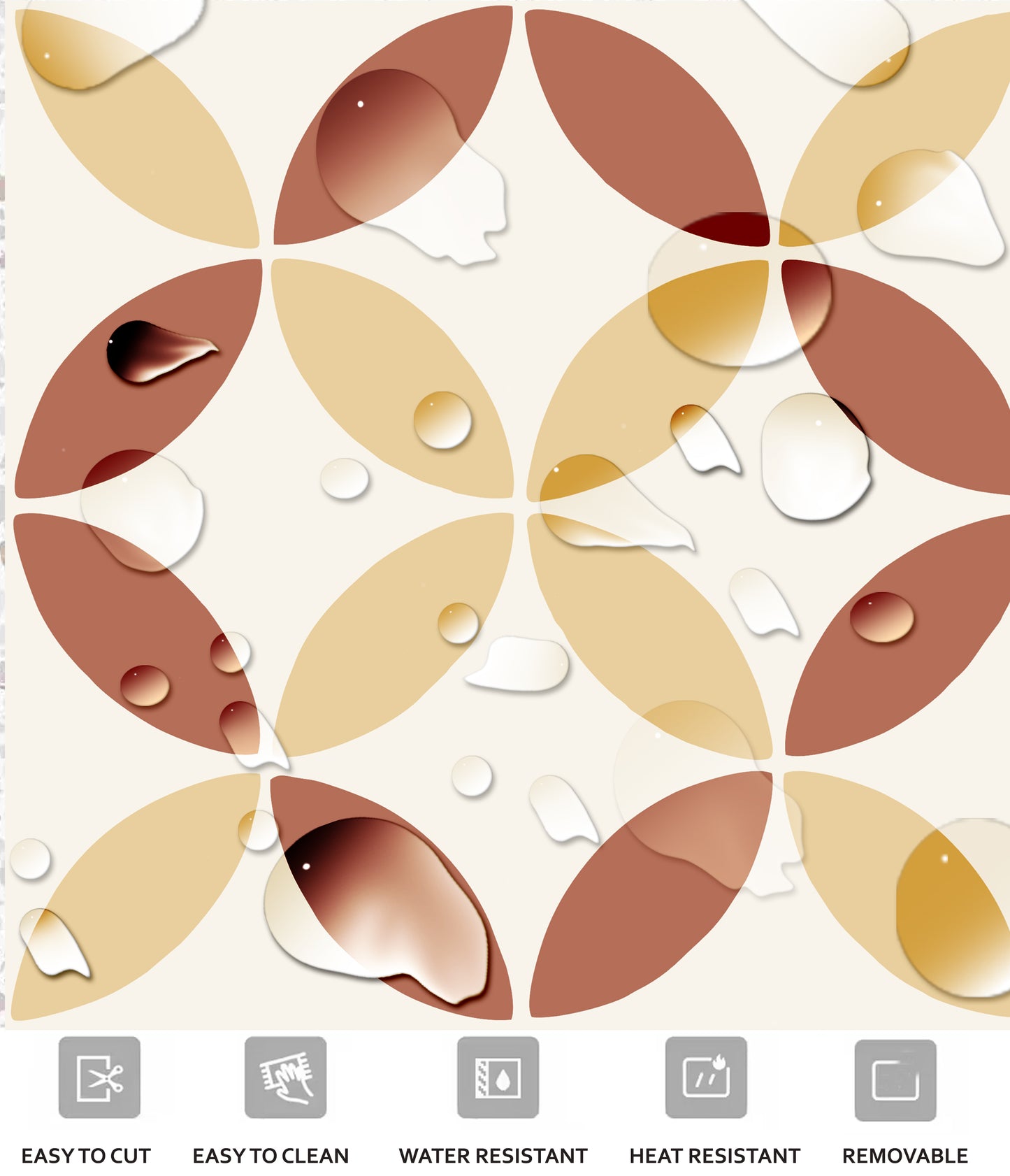 Barcelona Rust Premium Peel and Stick Floor Tile Stickers | Removable, Renter friendly with Anti-Slip finish in sturdy 520 microns