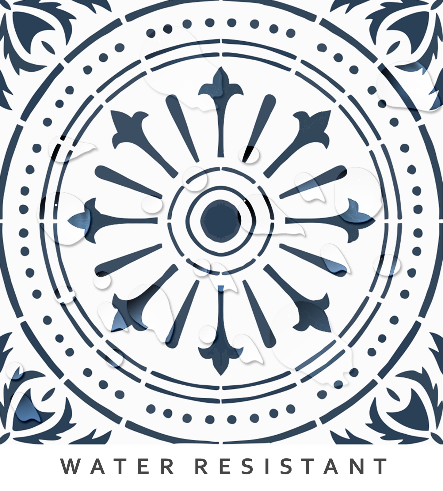 Naples Navy Premium Peel and Stick Floor Tile Stickers | Removable, Renter friendly with Anti-Slip finish in sturdy 520 microns