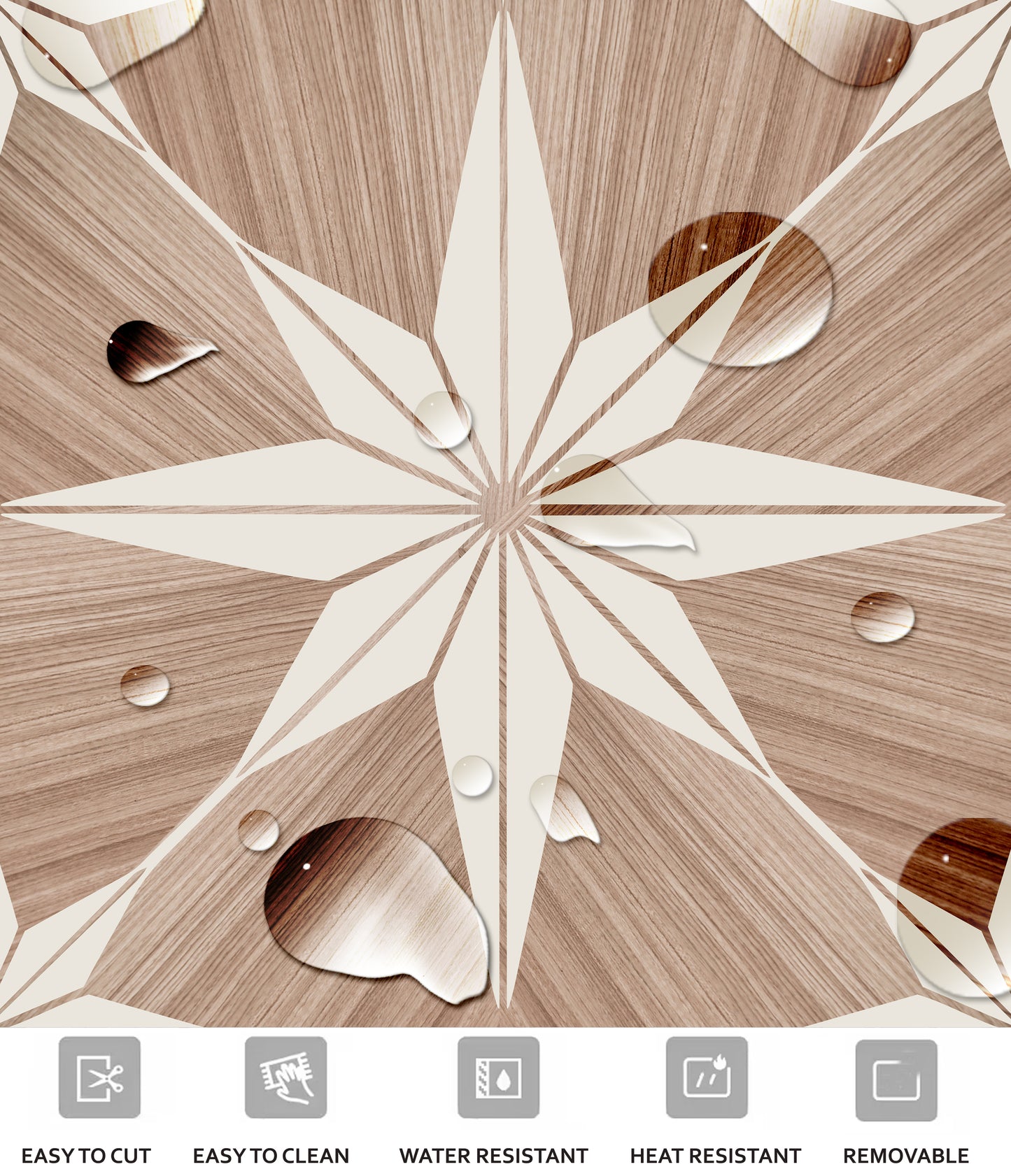 Positano wood Premium Peel and Stick Floor Tile Stickers | Removable, Renter friendly with Anti-Slip finish in sturdy 520 microns