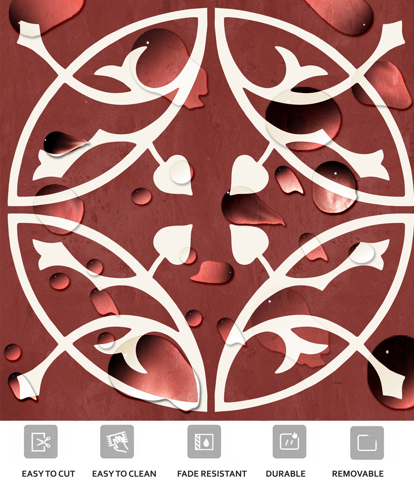Kochi Premium Peel and Stick Floor Tile Stickers | Removable, Renter friendly with Anti-Slip finish in sturdy 520 microns
