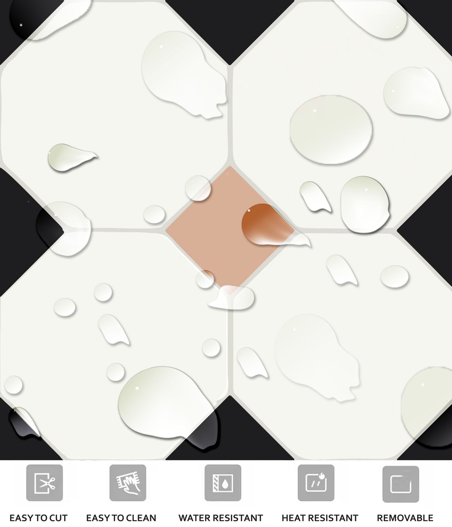 Warsaw Peach Premium Peel and Stick Floor Tile Stickers | Removable, Renter friendly with Anti-Slip finish in sturdy 520 microns