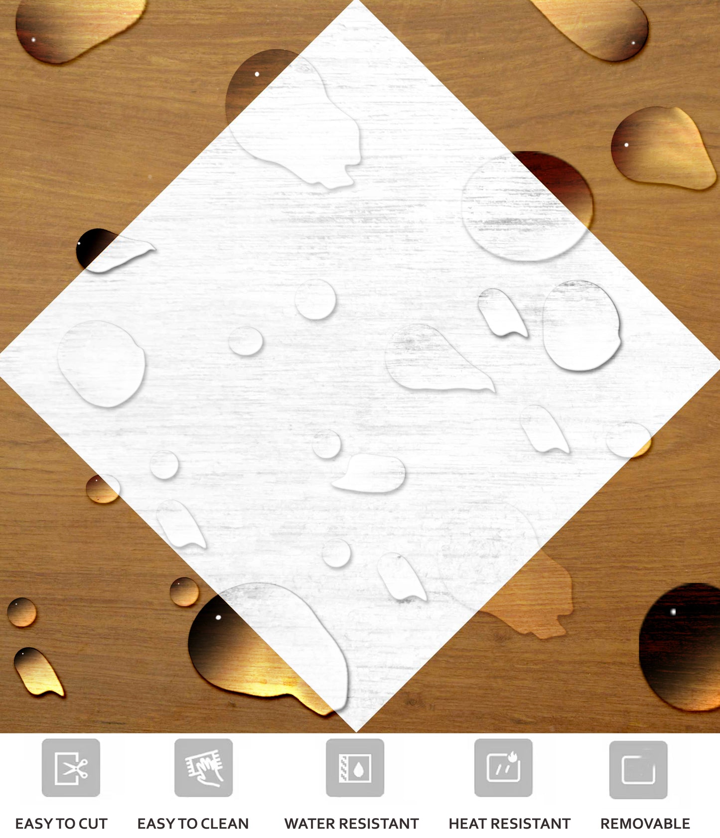 Diamond Tan Wood Diamond Premium Peel and Stick Floor Tile Stickers | Removable, Renter friendly with Anti-Slip finish in sturdy 520 microns