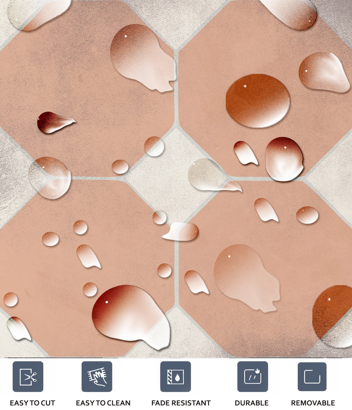 Warsaw Vintage Premium Peel and Stick Floor Tile Stickers | Removable, Renter friendly with Anti-Slip finish in sturdy 520 microns