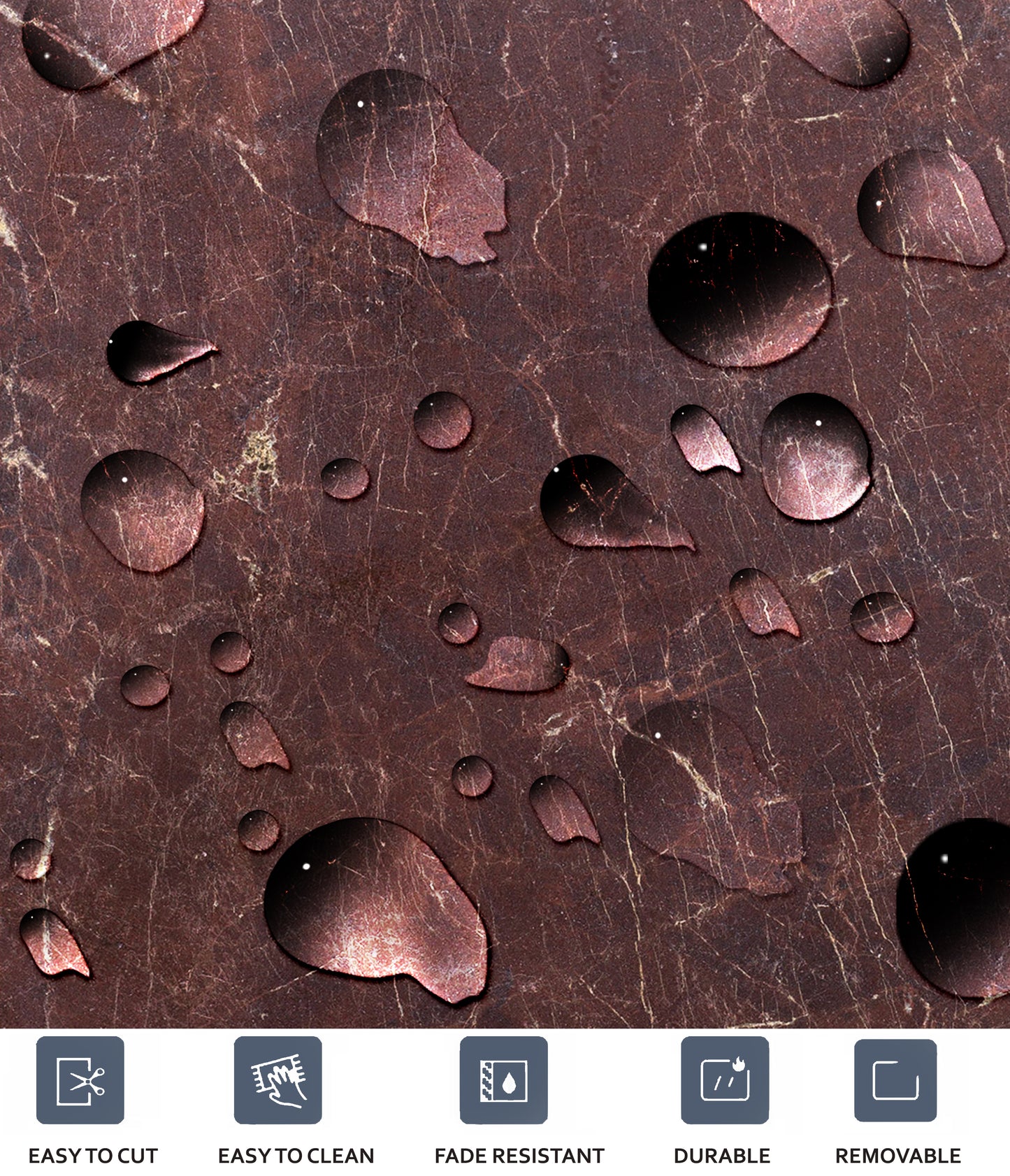 Mocha Wine Marble Checker Premium Peel and Stick Floor Tile Stickers | Removable, Renter friendly with Anti-Slip finish in sturdy 520 microns