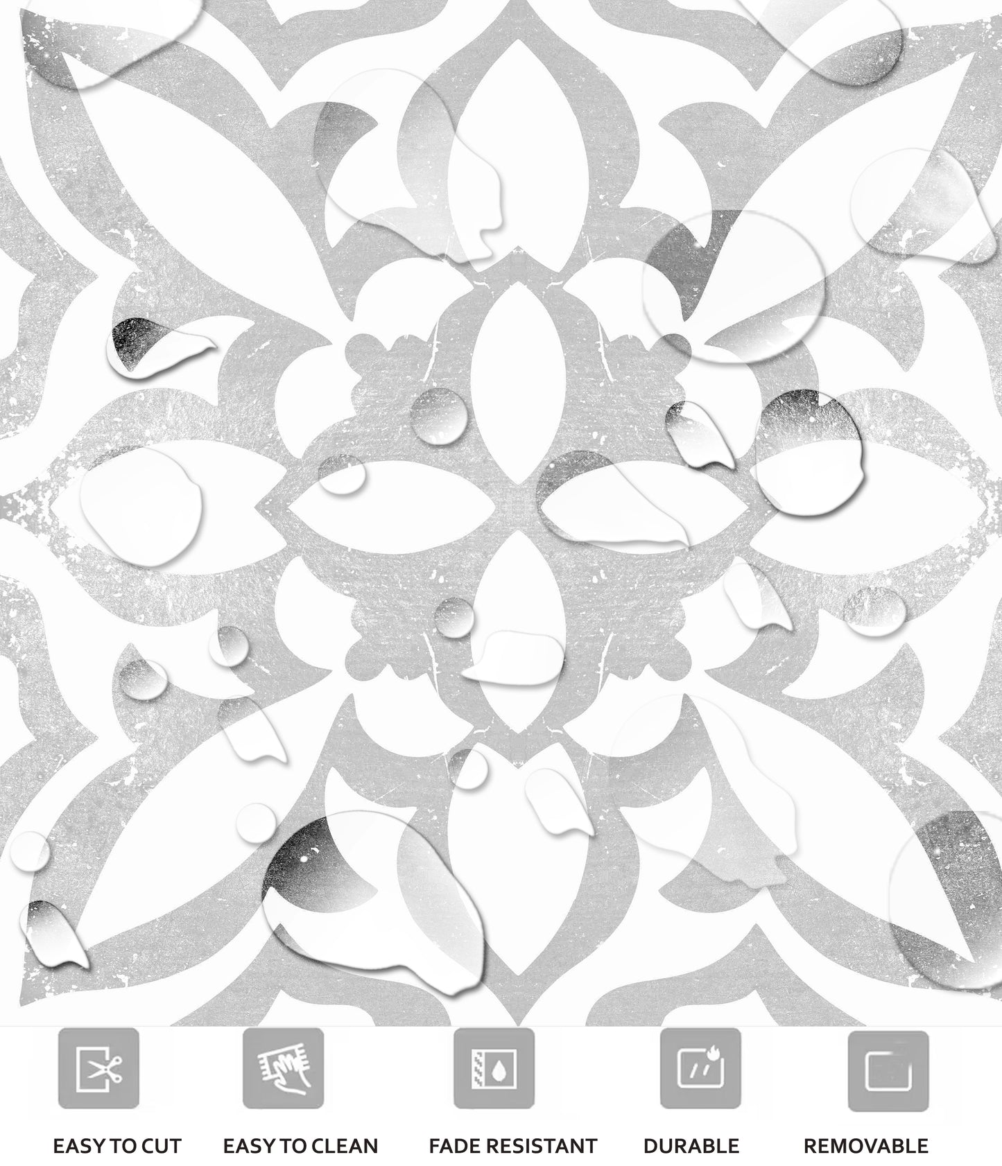 Vancouver Premium Peel and Stick Floor Tile Stickers | Removable, Renter friendly with Anti-Slip finish in sturdy 520 microns