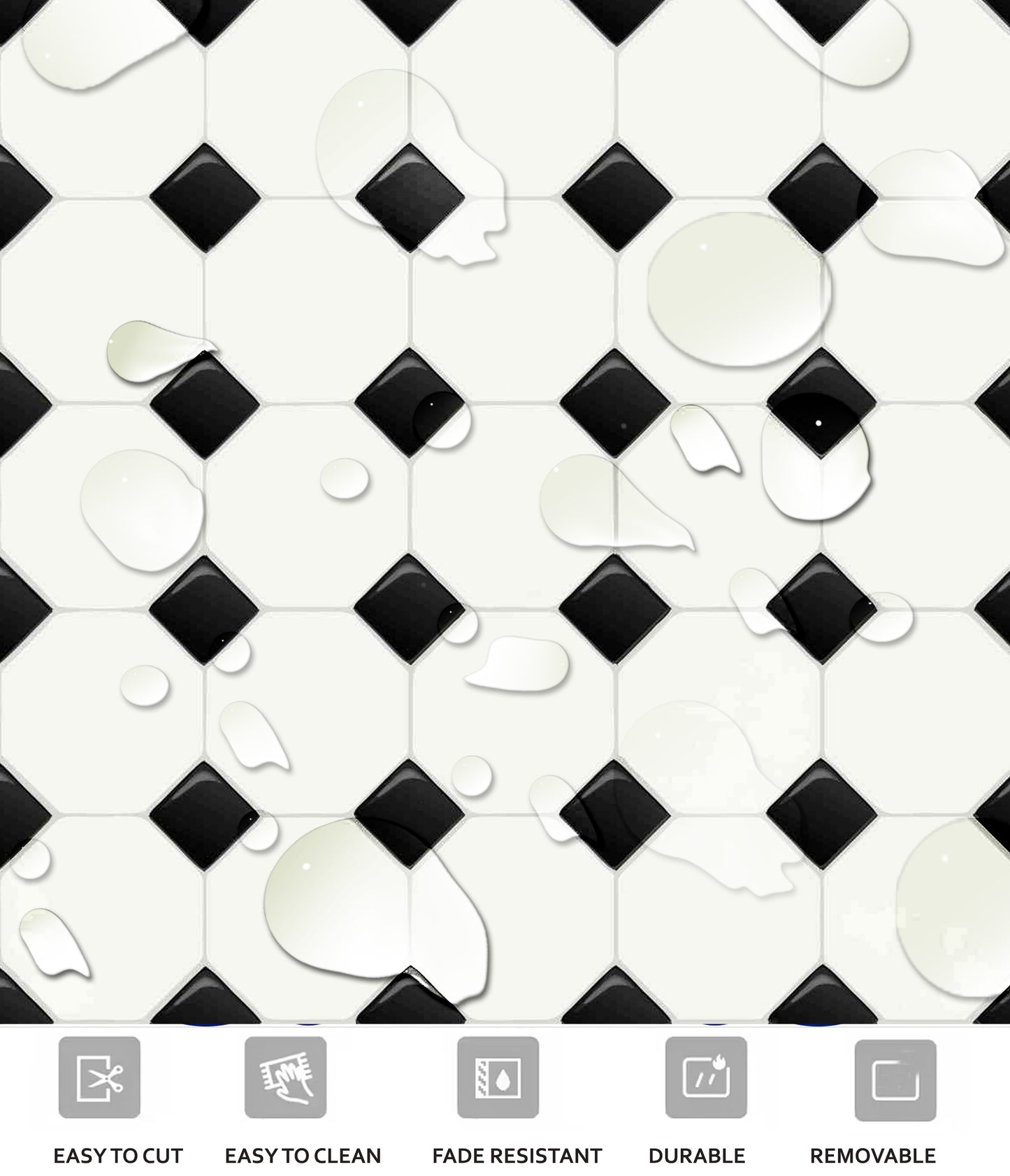Newcastle Premium Peel and Stick Floor Tile Stickers | Removable, Renter friendly with Anti-Slip finish in sturdy 520 microns