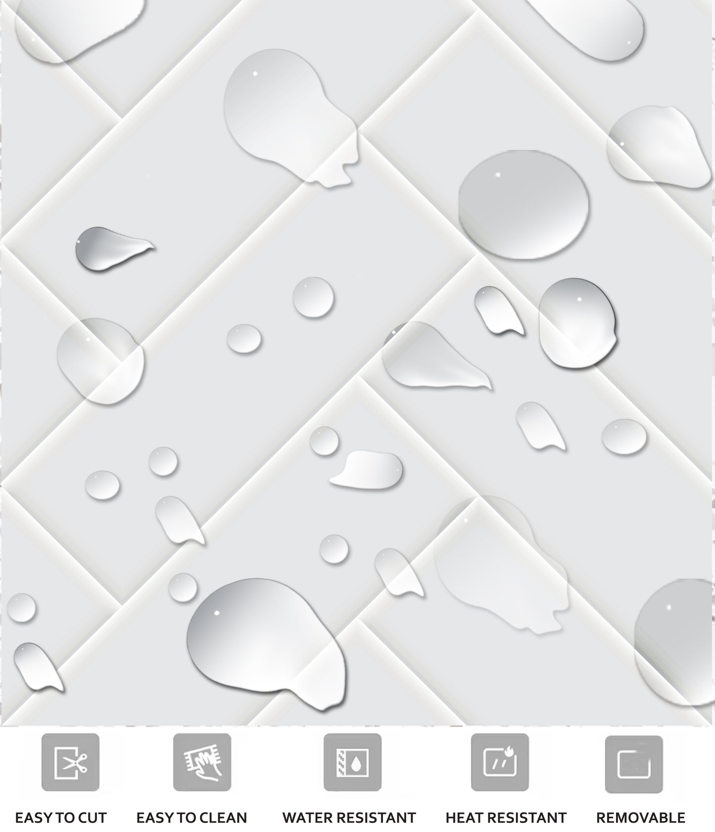 Ivory Herringbone Premium Peel and Stick Floor Tile Stickers | Removable, Renter friendly with Anti-Slip finish in sturdy 520 microns