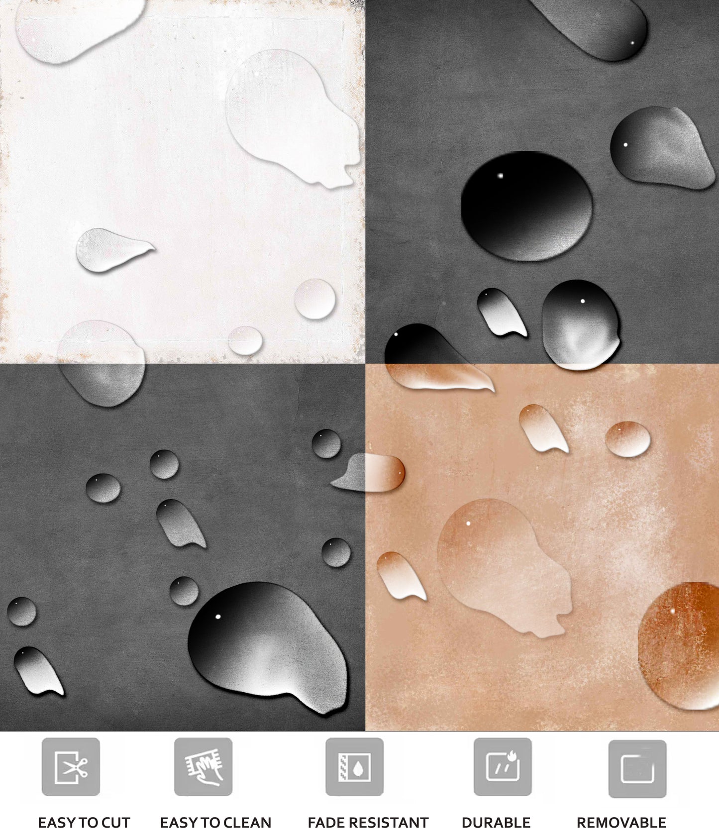 Marshall Premium Peel and Stick Floor Tile Stickers | Removable, Renter friendly with Anti-Slip finish in sturdy 520 microns
