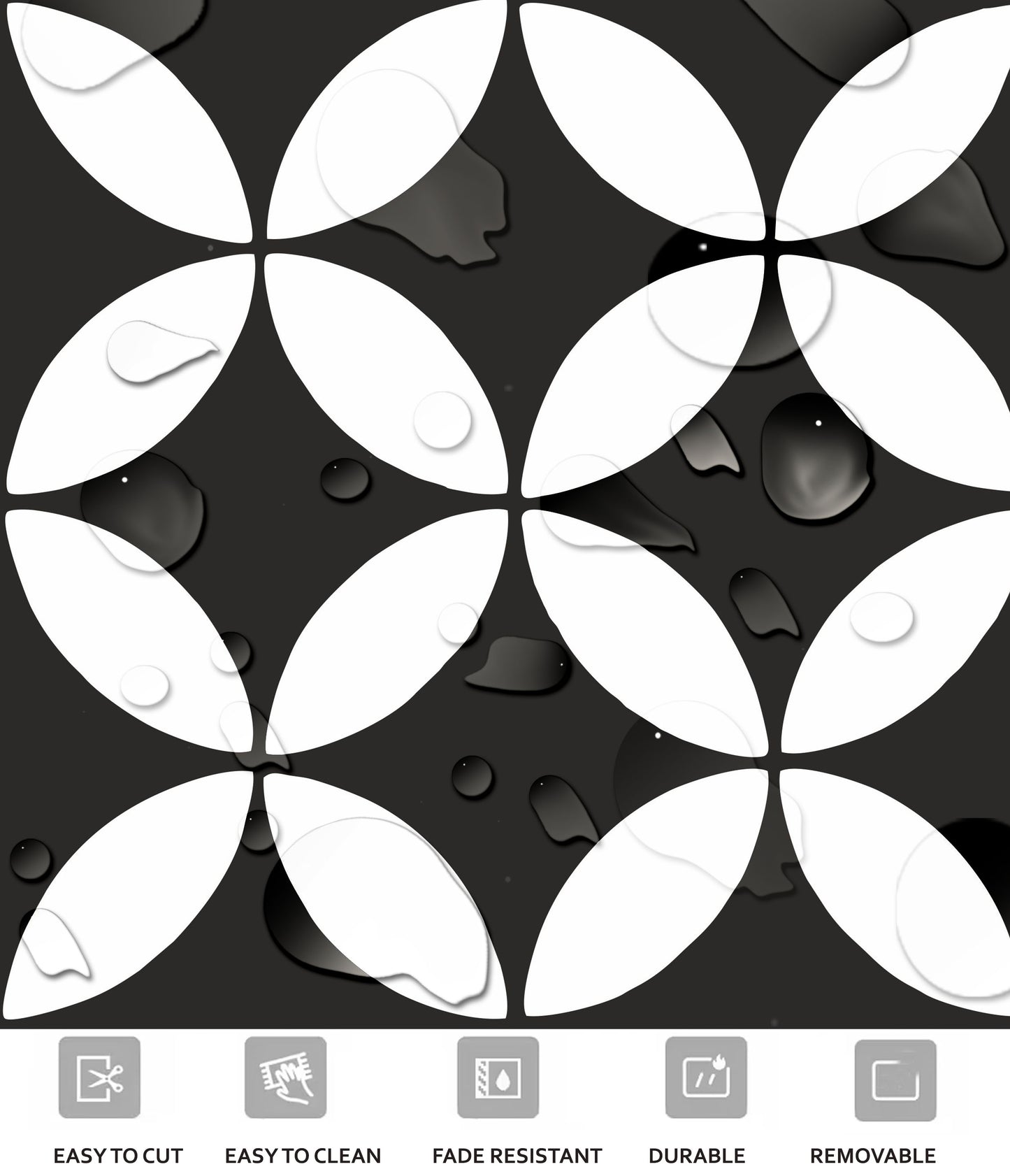 Barcelona Premium Peel and Stick Floor Tile Stickers | Removable, Renter friendly with Anti-Slip finish in sturdy 520 microns