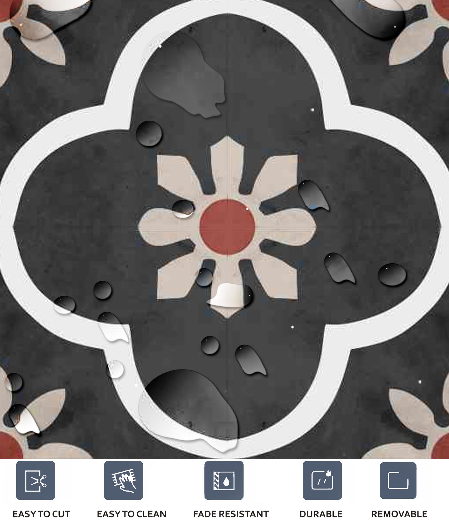 Pushkar Premium Peel and Stick Floor Tile Stickers | Removable, Renter friendly with Anti-Slip finish in sturdy 520 microns
