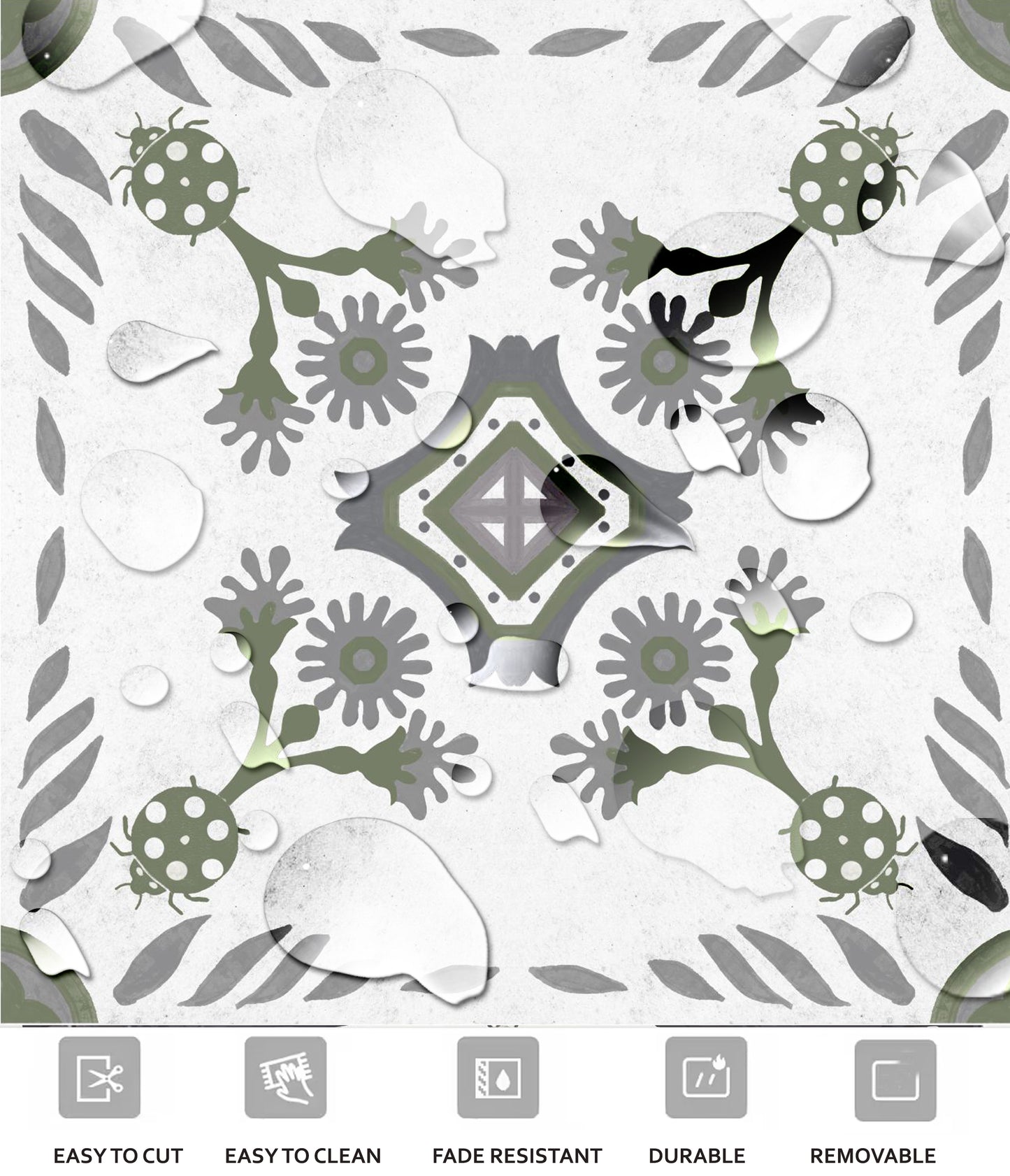 Havana Beetle Premium Peel and Stick Floor Tile Stickers | Removable, Renter friendly with Anti-Slip finish in sturdy 520 microns