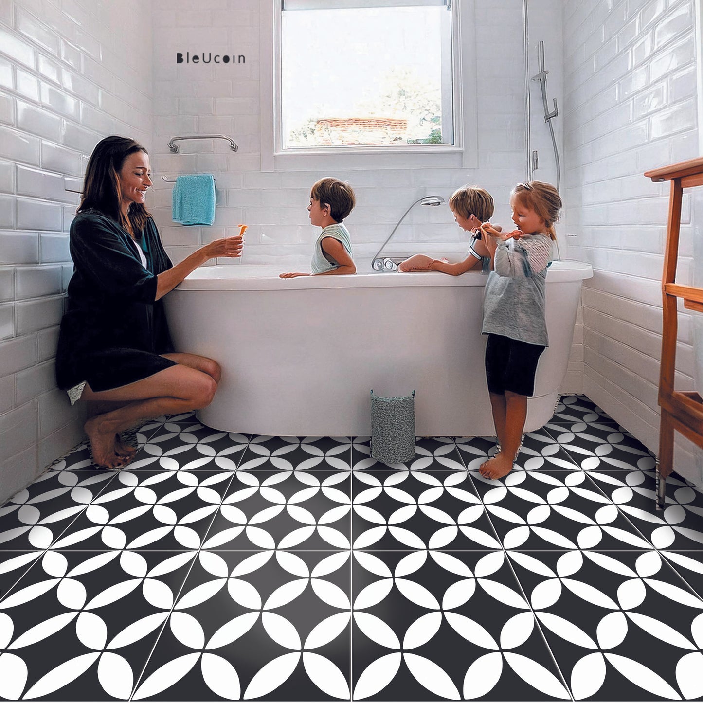Barcelona Premium Peel and Stick Floor Tile Stickers | Removable, Renter friendly with Anti-Slip finish in sturdy 520 microns