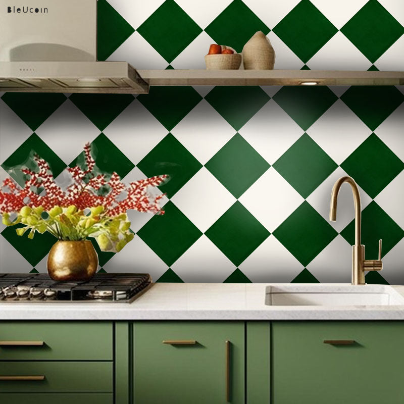 Diamond Moss Green & Off White Peel & Stick Tile