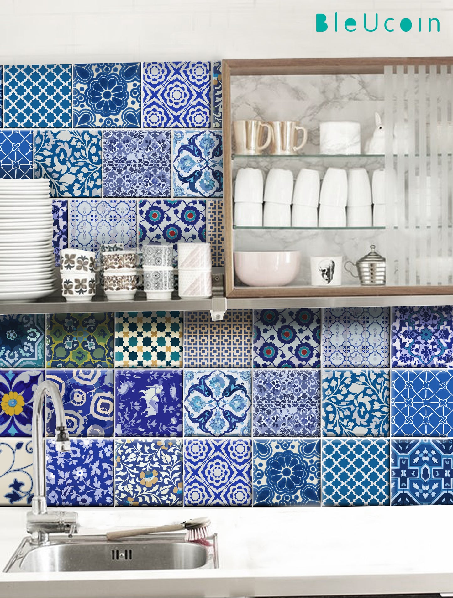 Blue Pottery Peel & Stick Tile