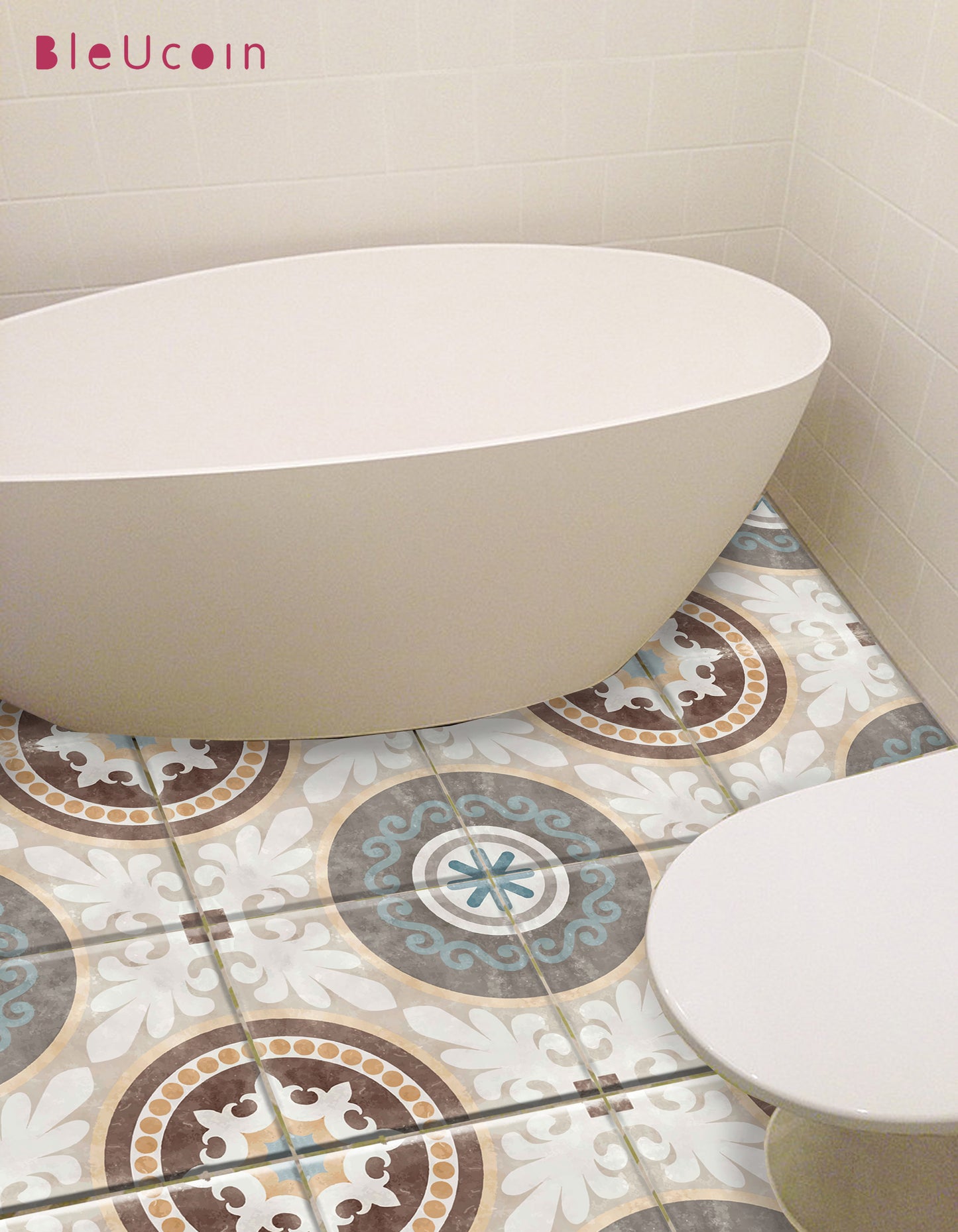 Greece Premium Peel and Stick Floor Tile Stickers | Removable, Renter friendly with Anti-Slip finish in sturdy 520 microns