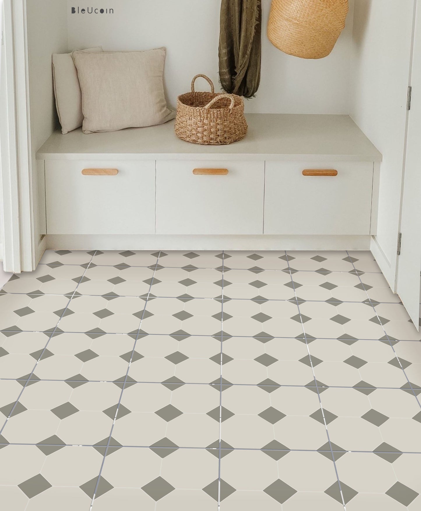 Warsaw Taupe Premium Peel and Stick Floor Tile Stickers | Removable, Renter friendly with Anti-Slip finish in sturdy 520 microns