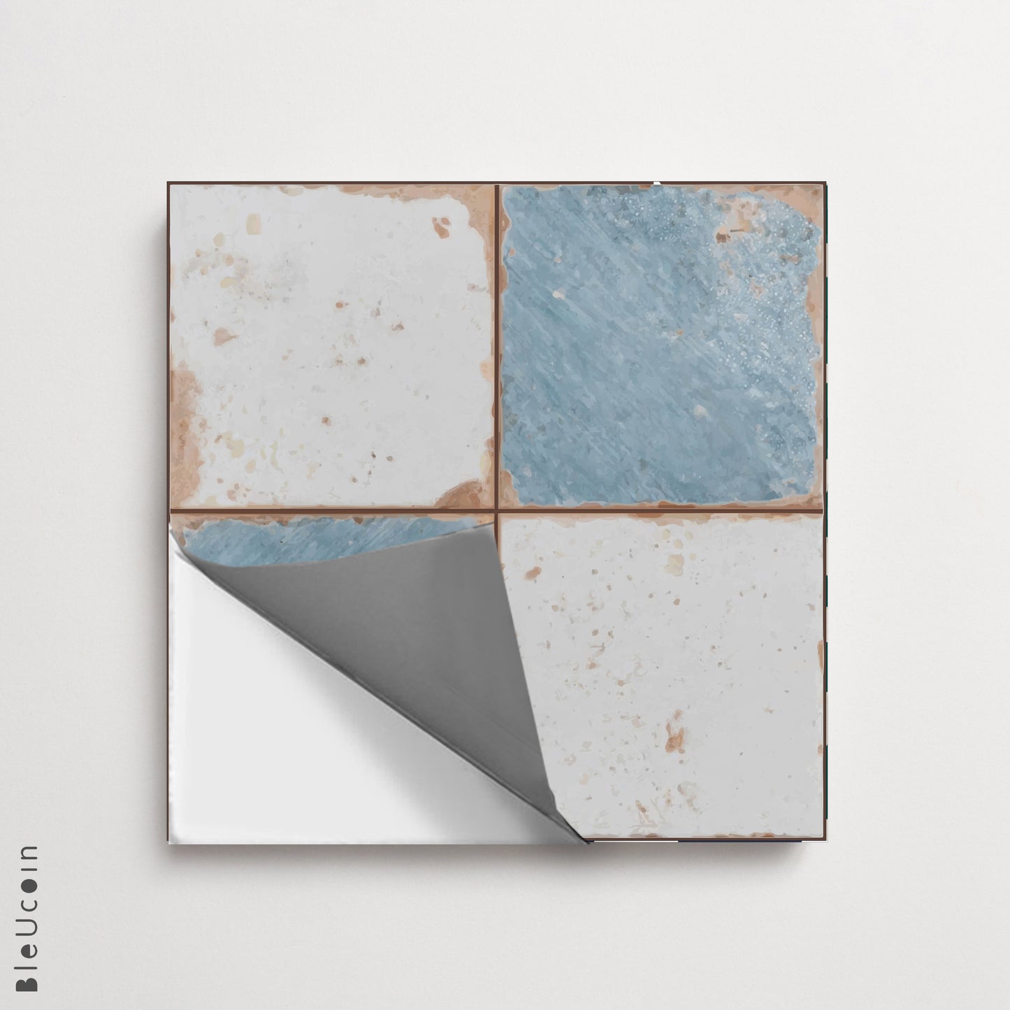 Vintage Weathered Ocean & Off-white Checker Peel & Stick Tile