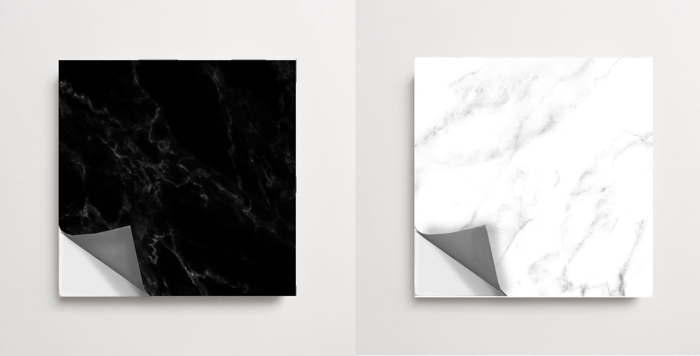 Marble Black & White Checker Peel & Stick Anti-Slip Flooring