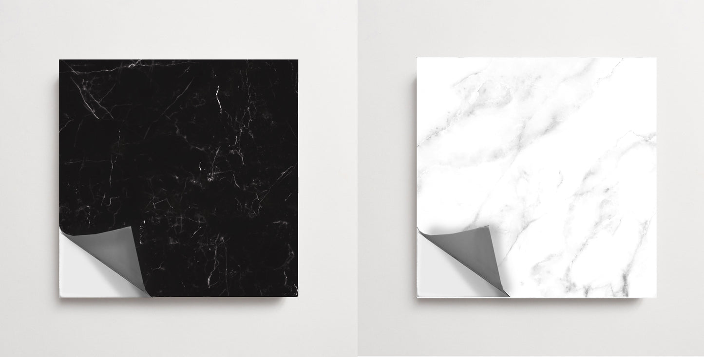 Marble Black & White Checker Peel & Stick Tile Decal