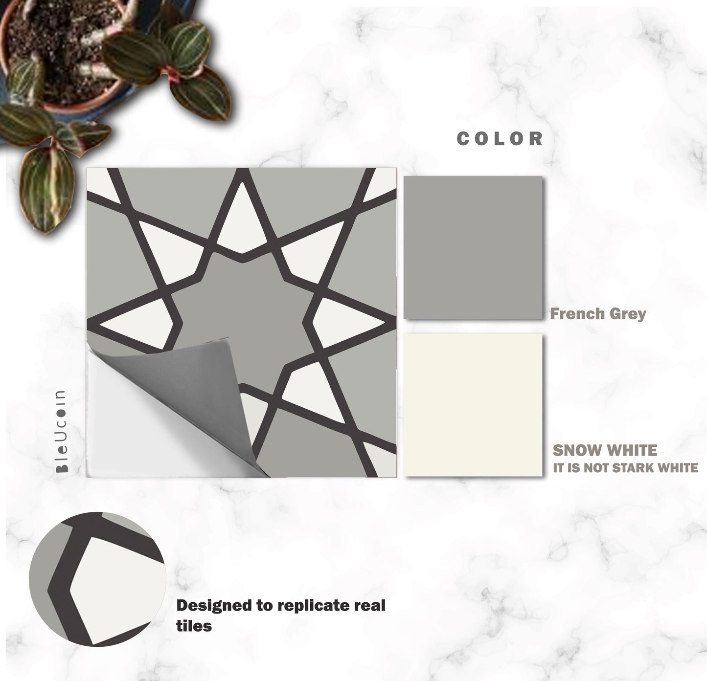 California Premium Peel and Stick Floor Tile Stickers | Removable, Renter friendly with Anti-Slip finish in sturdy 520 microns