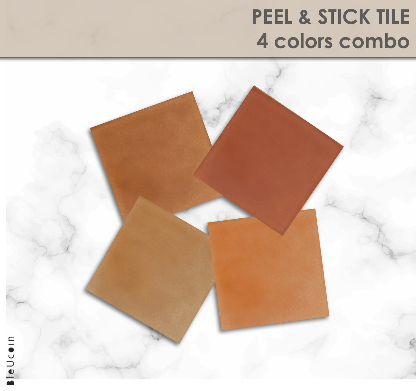Baked Terracotta Premium Peel and Stick Floor Tile Stickers | Removable, Renter friendly with Anti-Slip finish in sturdy 520 microns