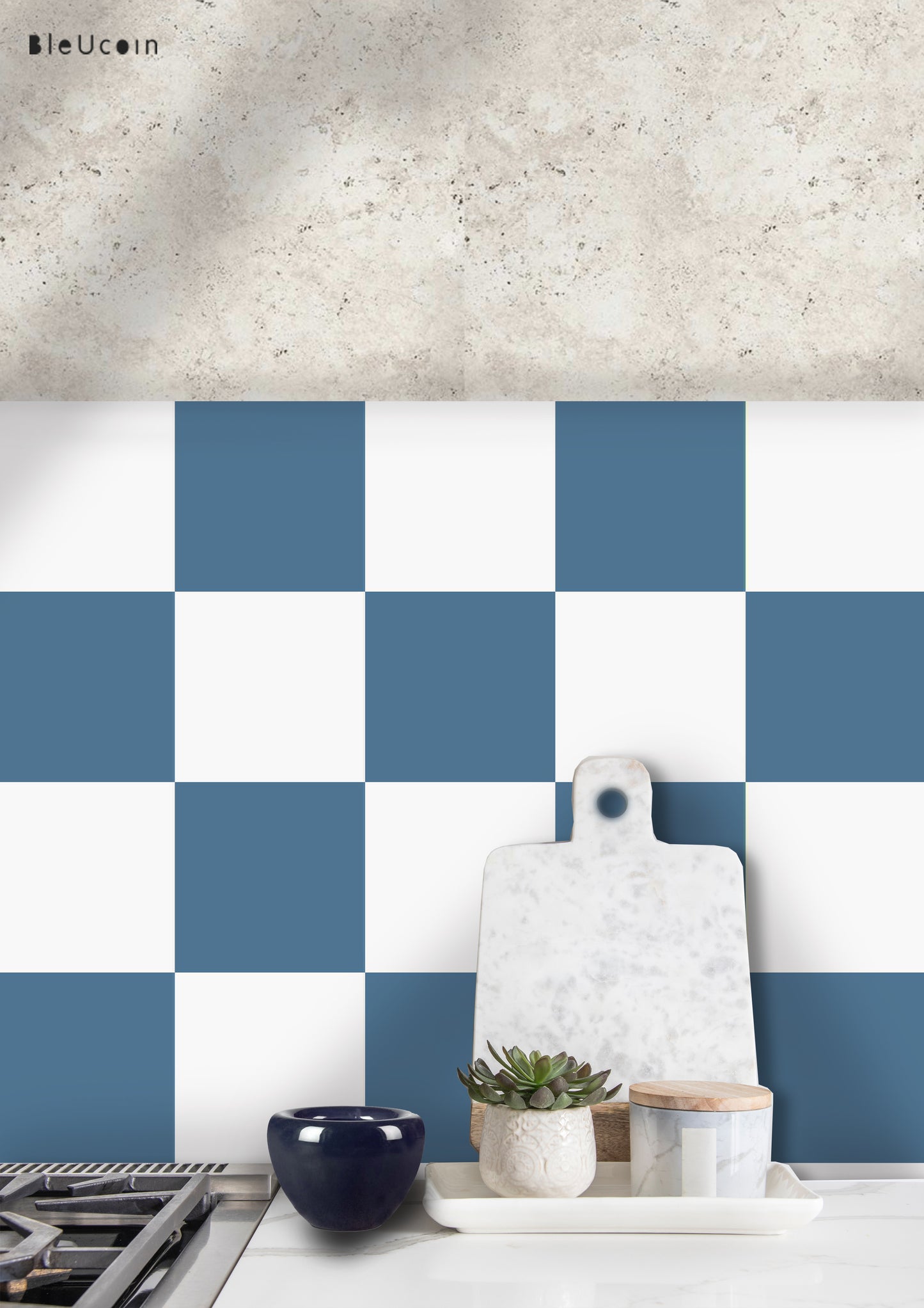 Deep Ocean & Off White Peel & Stick Tile