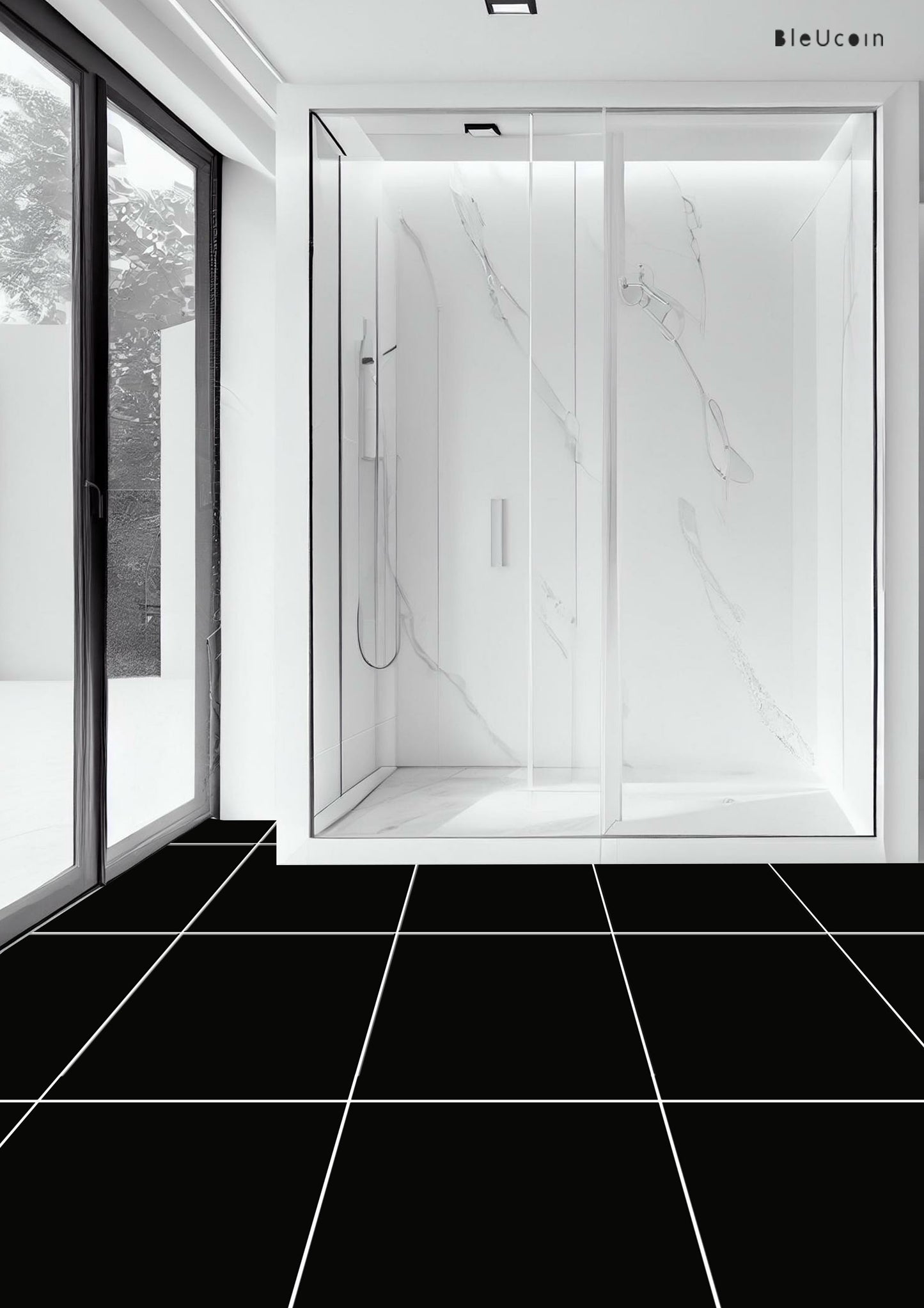 50% DISCOUNT - Black Solid Peel & Stick Flooring 8" x 8"
