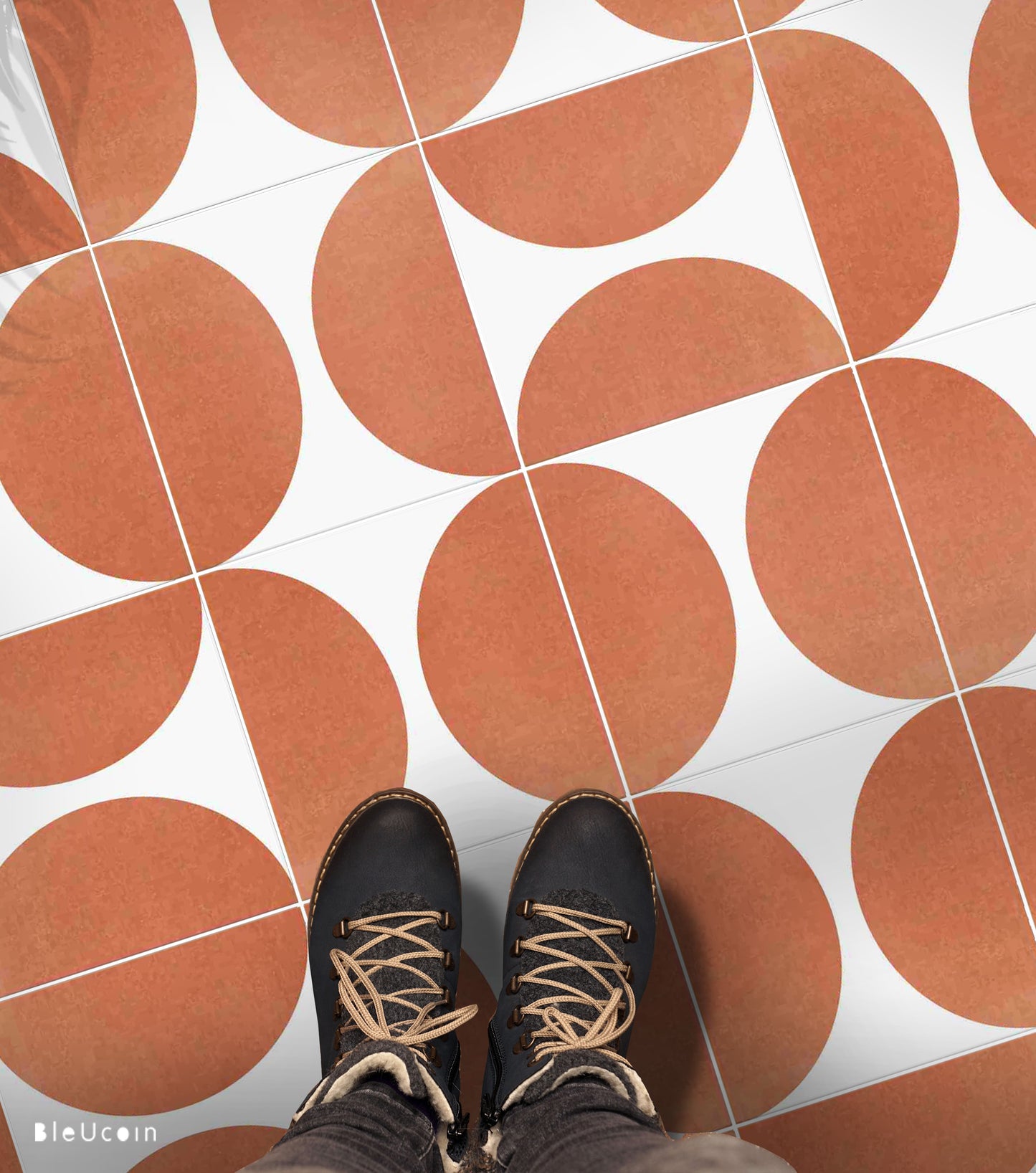 Parma Ginger Premium Peel and Stick Floor Tile Stickers | Removable, Renter friendly with Anti-Slip finish in sturdy 520 microns