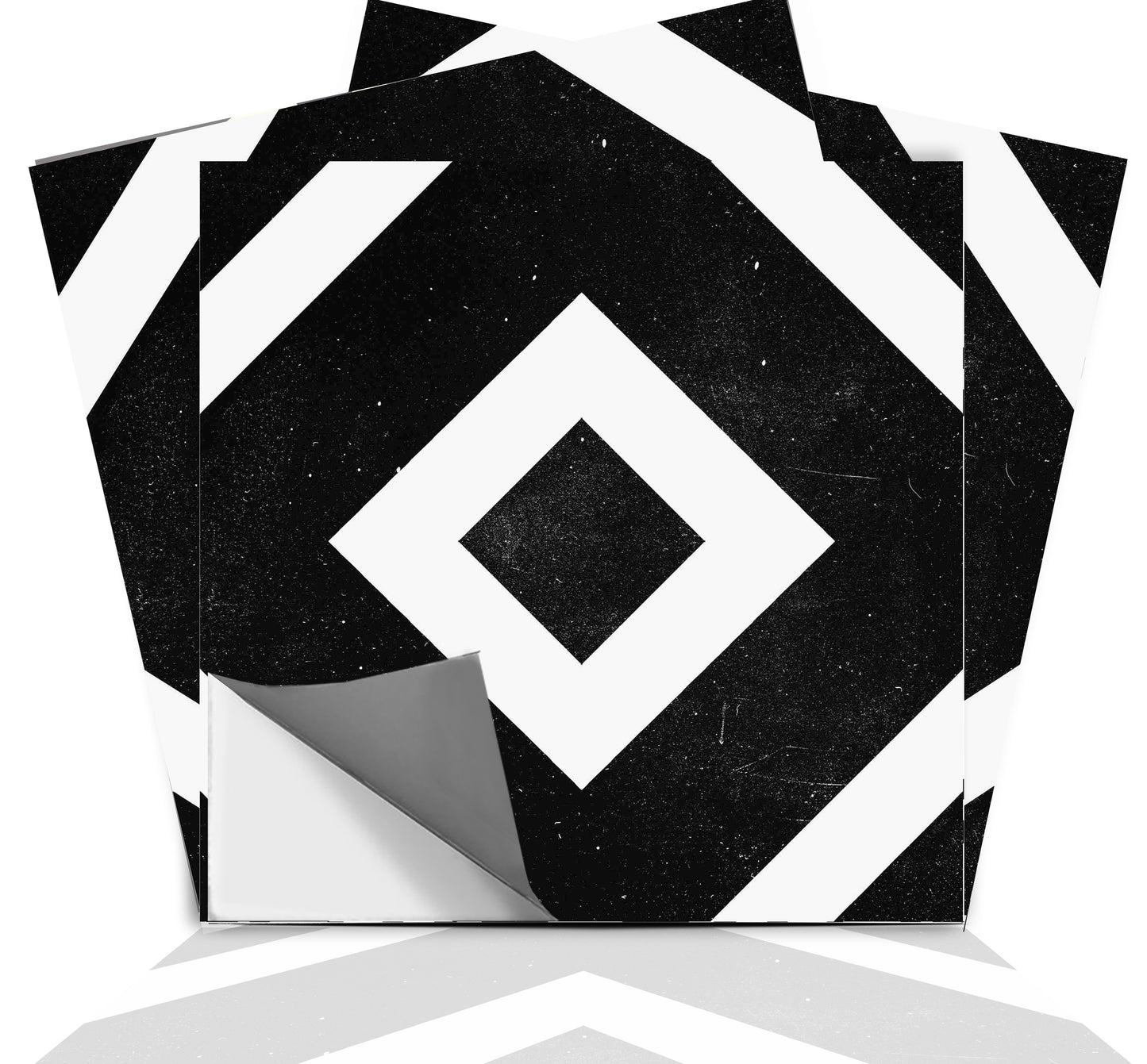 Chittor Black Premium Peel and Stick Floor Tile Stickers | Removable, Renter friendly with Anti-Slip finish in sturdy 520 microns