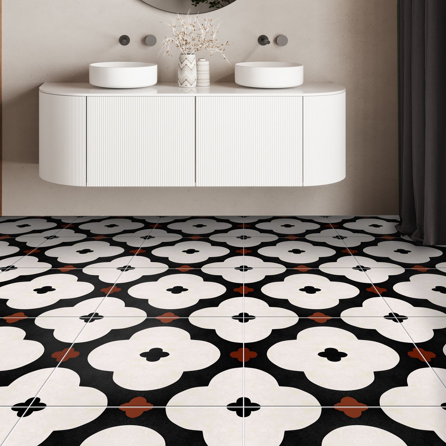 Sakura Hampi Premium Peel and Stick Floor Tile Stickers | Removable, Renter friendly with Anti-Slip finish in sturdy 520 microns