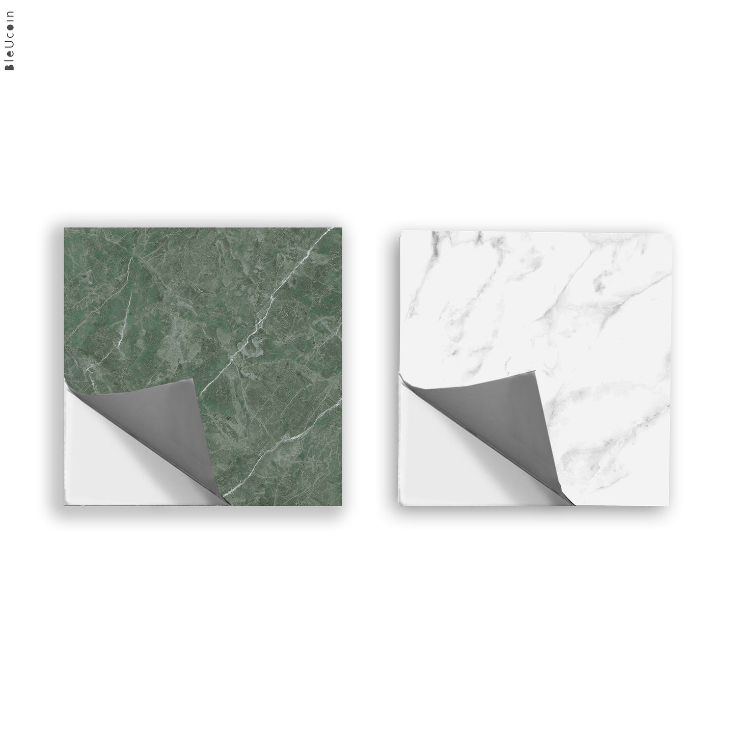 Marble Jade & White Checker Premium Peel and Stick Floor Tile Stickers | Removable, Renter friendly with Anti-Slip finish in sturdy 520 microns
