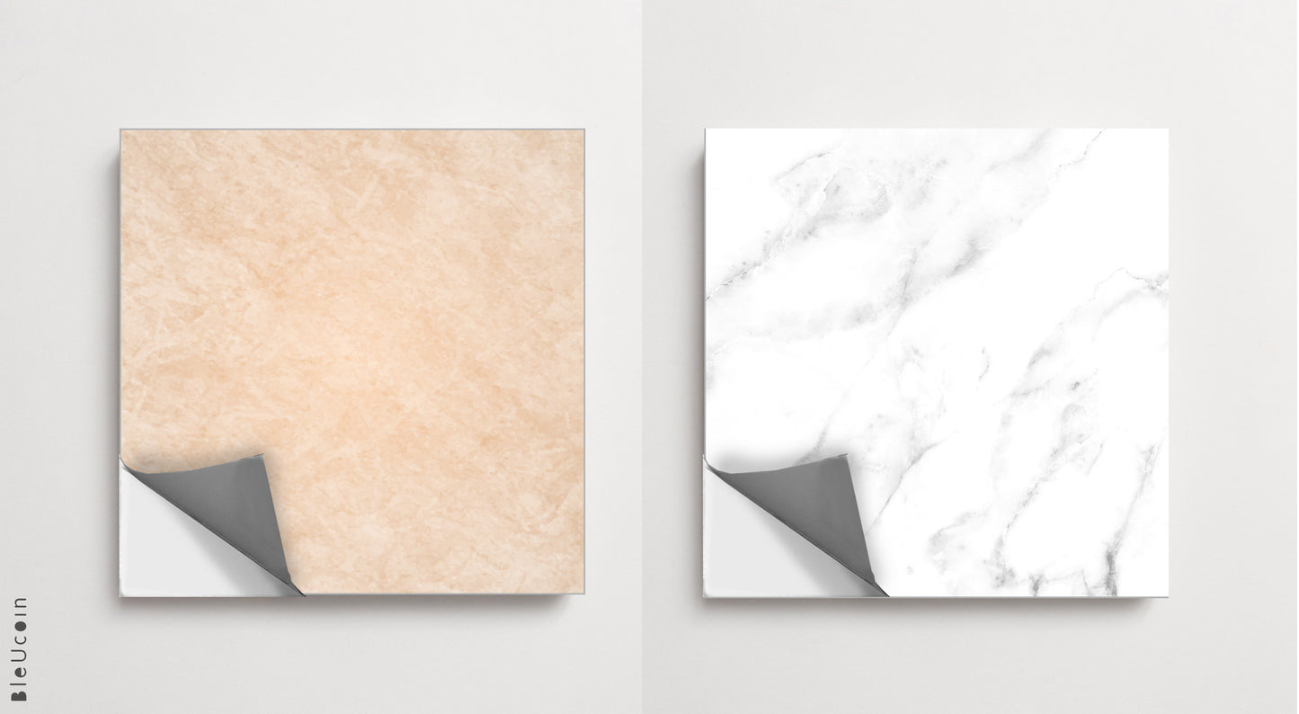 Marble Beige & White Checker Peel & Stick Anti-Slip Flooring
