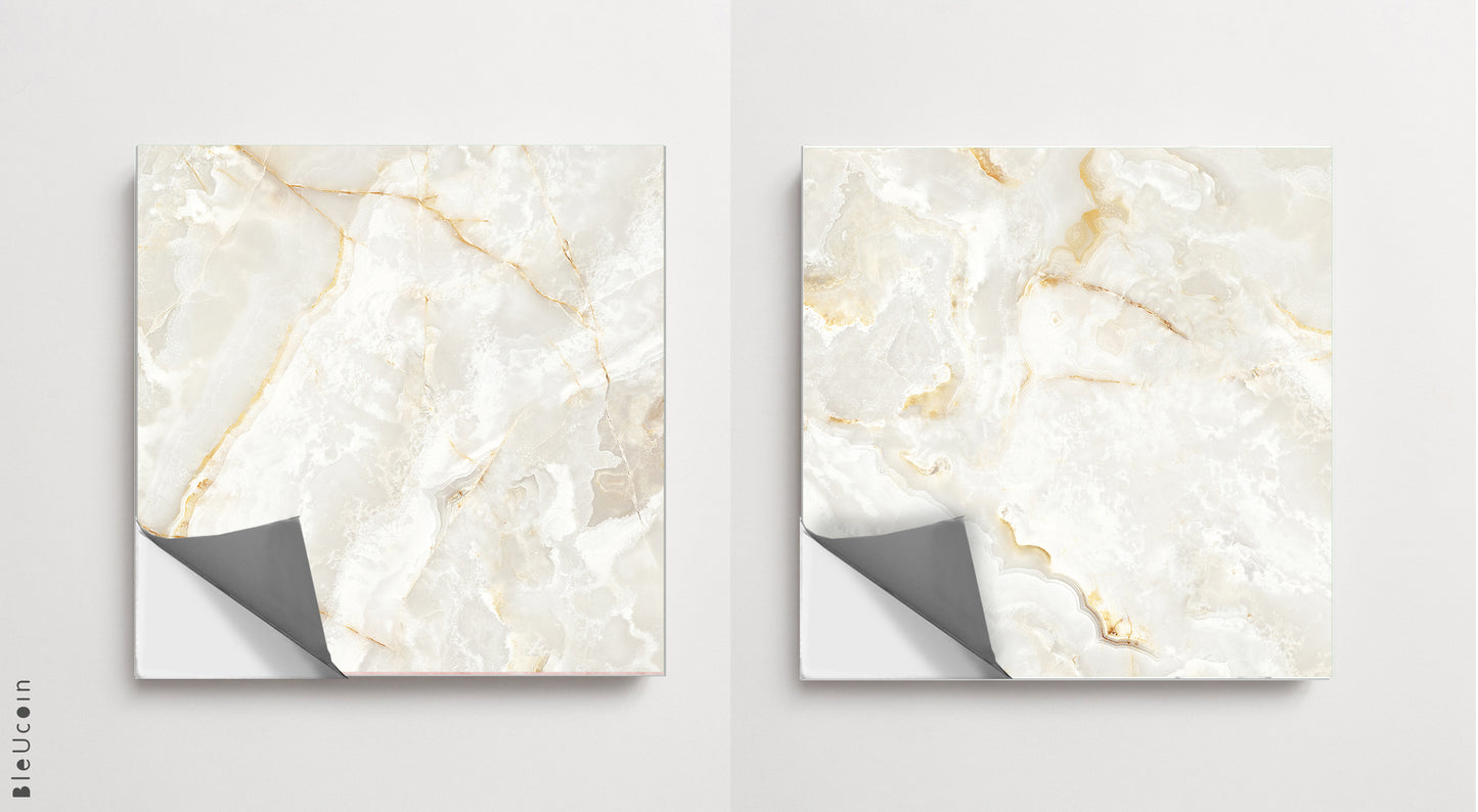Marble Beige Premium Peel and Stick Floor Tile Stickers | Removable, Renter friendly with Anti-Slip finish in sturdy 520 microns