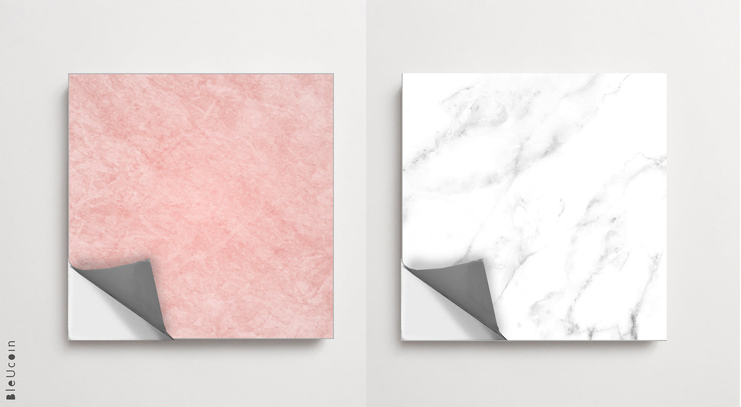 Stone Blush & White Checker Premium Peel and Stick Floor Tile Stickers | Removable, Renter friendly with Anti-Slip finish in sturdy 520 microns
