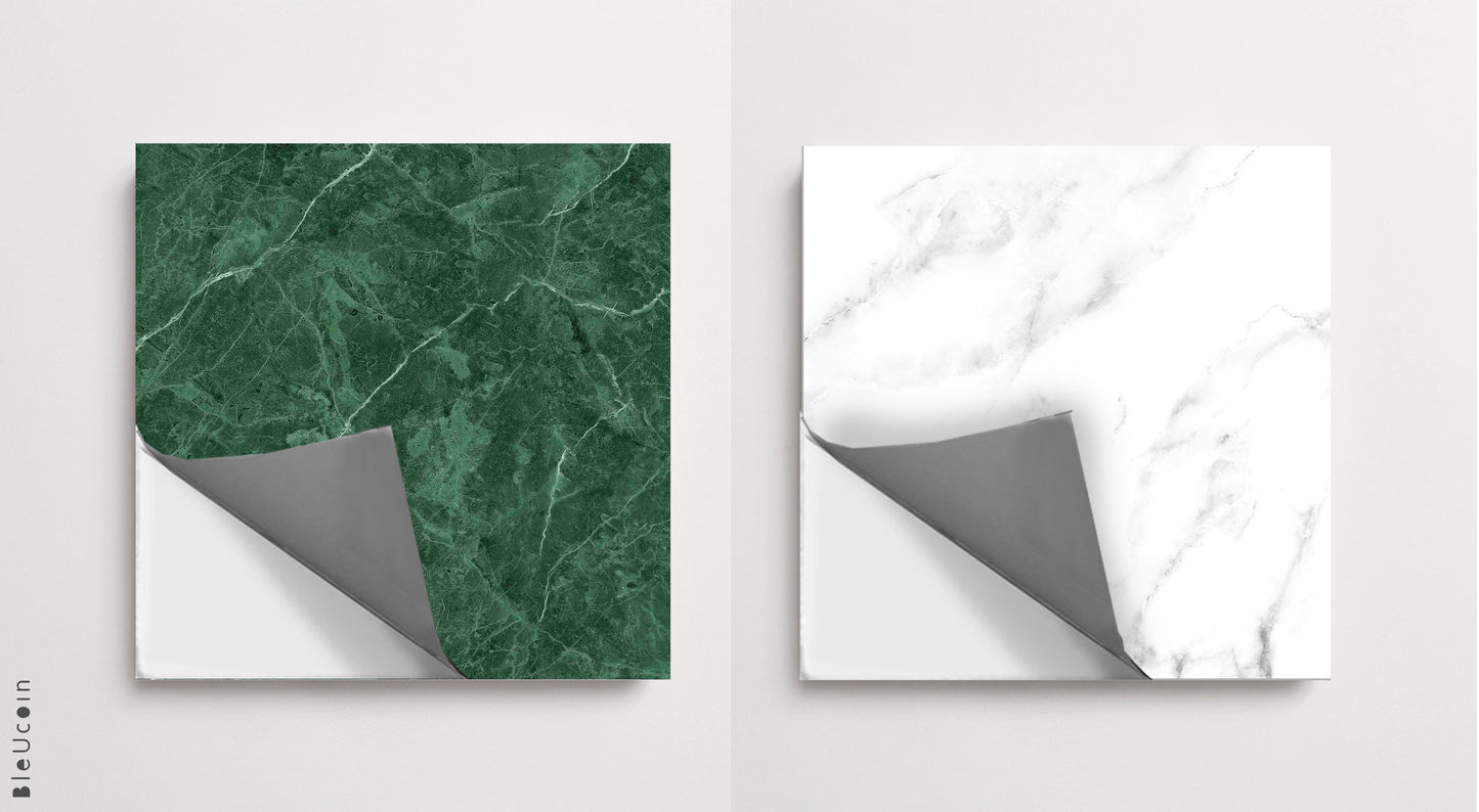 Marble Clover Green & White Checker Peel & Stick Anti-Slip Flooring