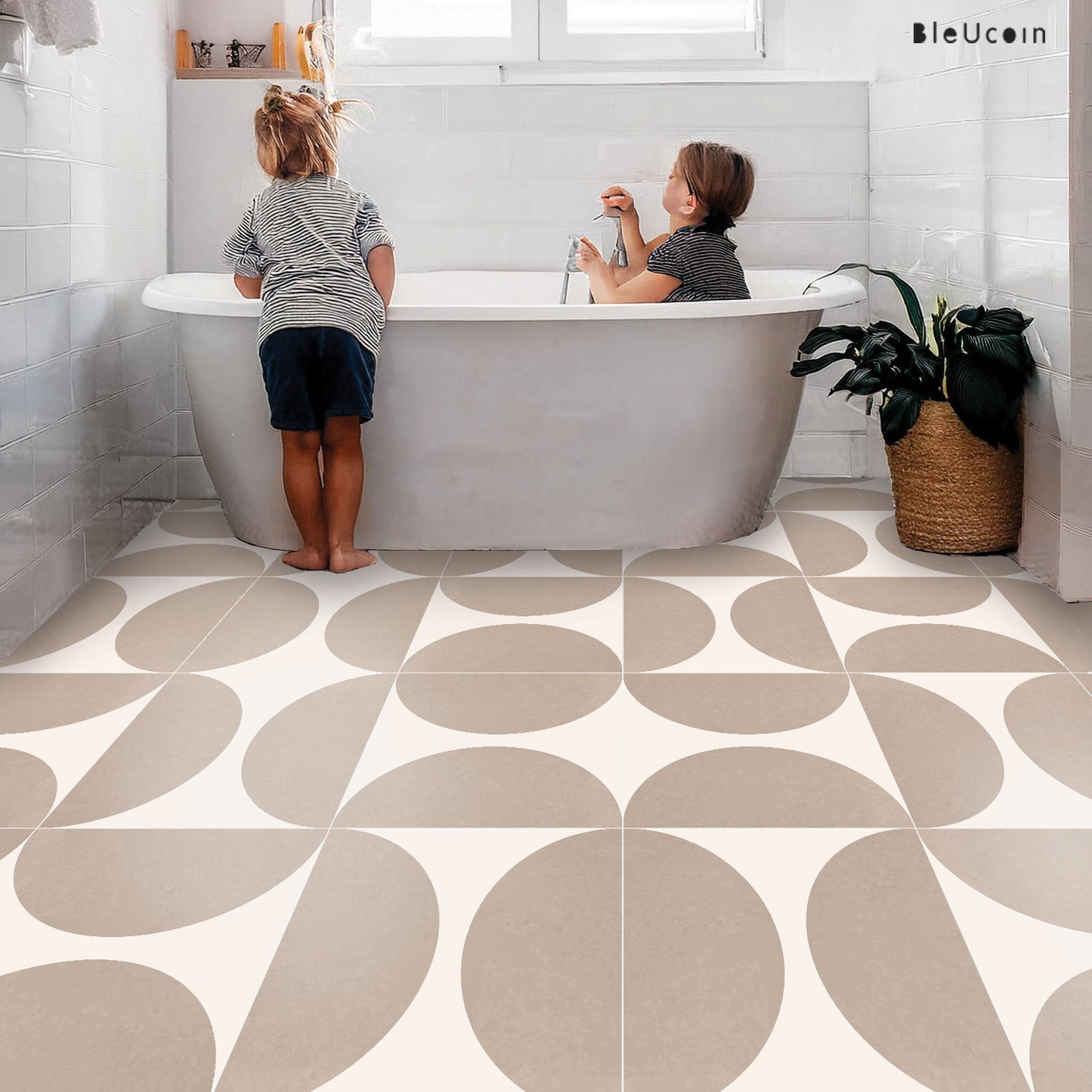 Parma Sand Premium Peel and Stick Floor Tile Stickers | Removable, Renter friendly with Anti-Slip finish in sturdy 520 microns