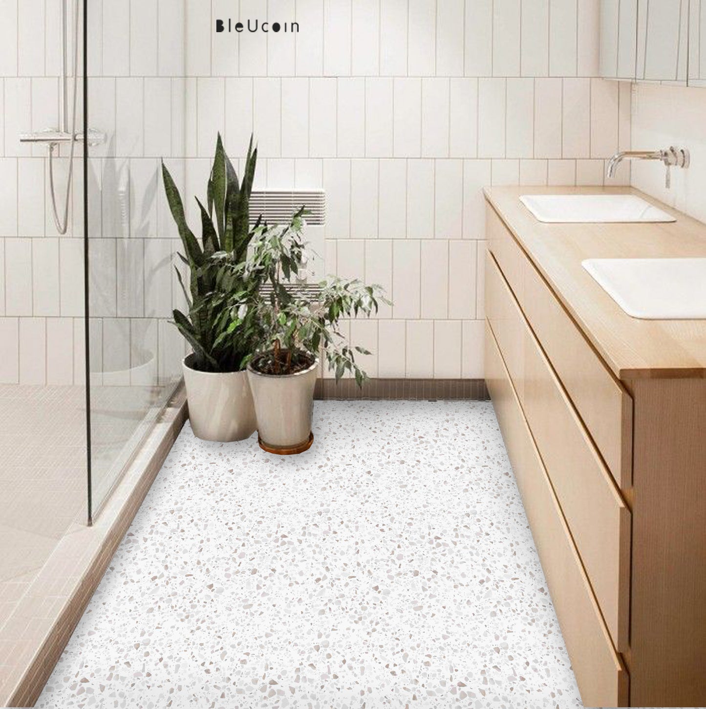 Quebec Terrazzo Premium Peel and Stick Floor Tile Stickers | Removable, Renter friendly with Anti-Slip finish in sturdy 520 microns