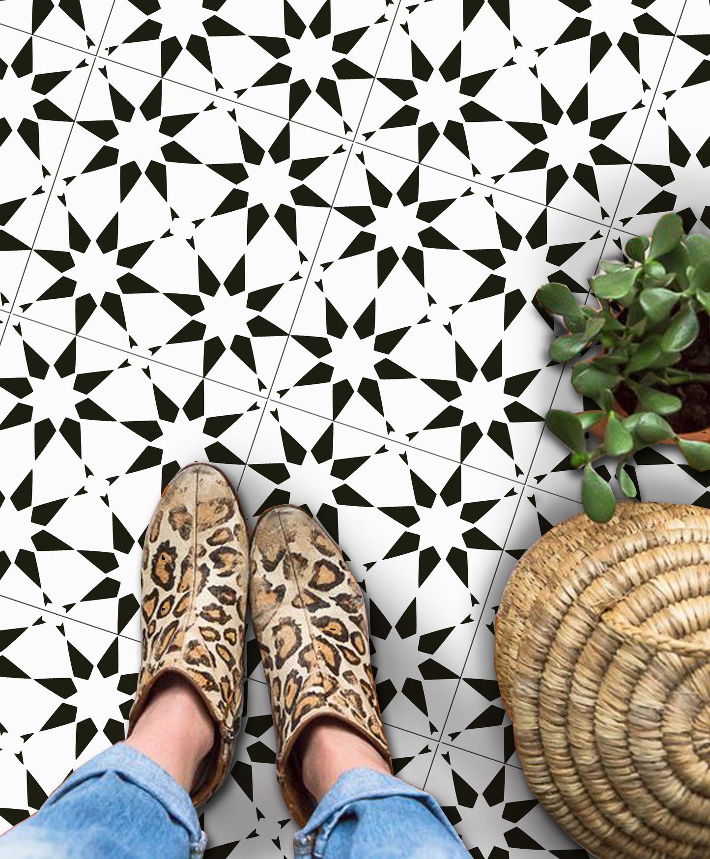 Marebello Premium Peel and Stick Floor Tile Stickers | Removable, Renter friendly with Anti-Slip finish in sturdy 520 microns