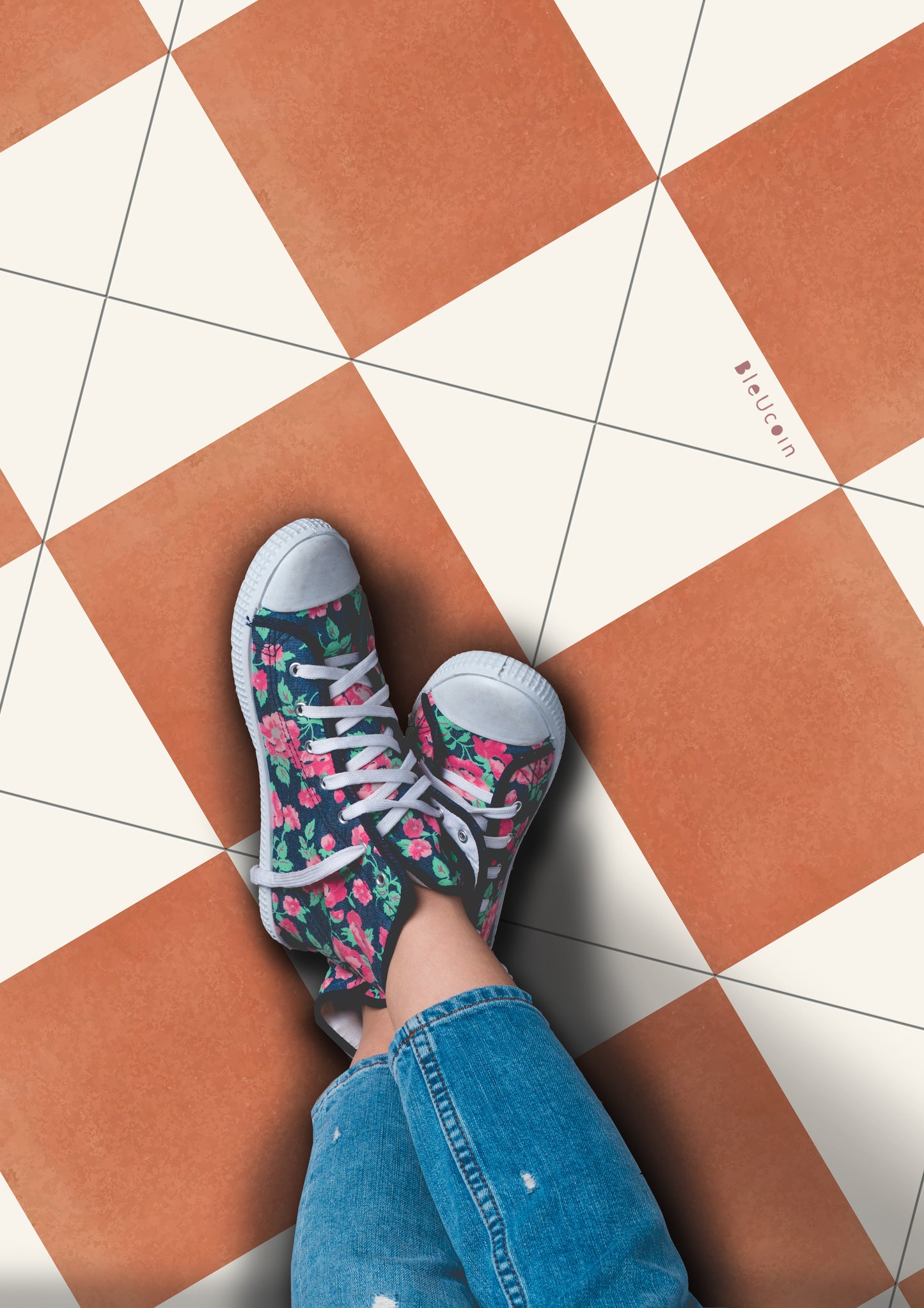 Diamond Ginger Premium Peel and Stick Floor Tile Stickers | Removable, Renter friendly with Anti-Slip finish in sturdy 520 microns
