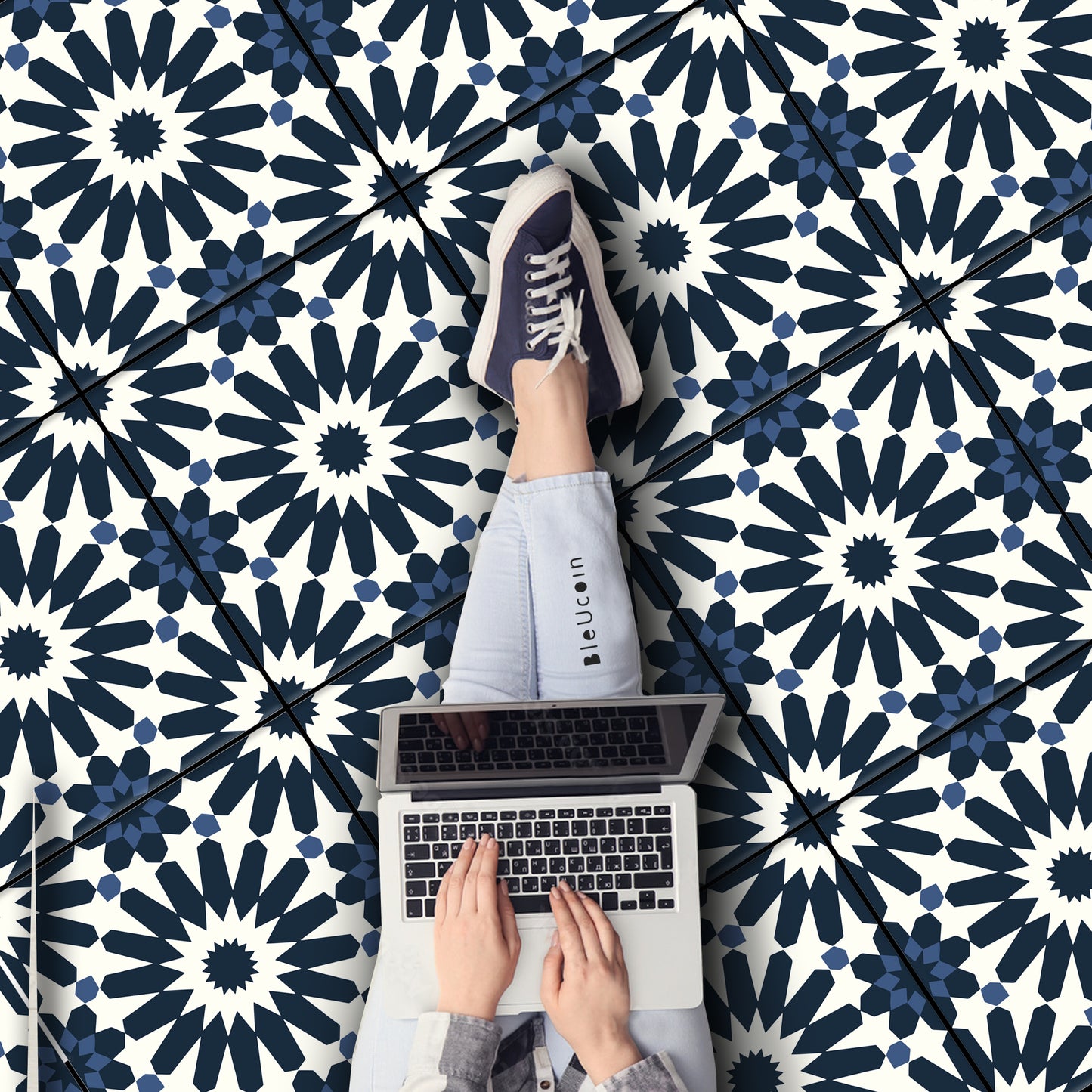 Tiznit Premium Peel and Stick Floor Tile Stickers | Removable, Renter friendly with Anti-Slip finish in sturdy 520 microns