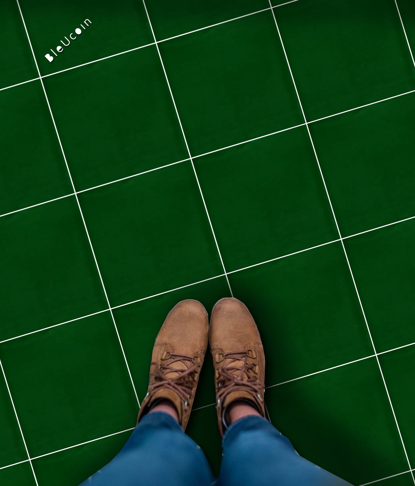 Moss Green Premium Peel and Stick Floor Tile Stickers | Removable, Renter friendly with Anti-Slip finish in sturdy 520 microns
