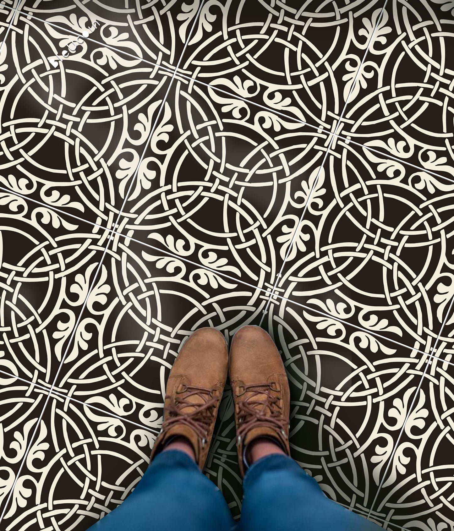 Casablanca Premium Peel and Stick Floor Tile Stickers | Removable, Renter friendly with Anti-Slip finish in sturdy 520 microns