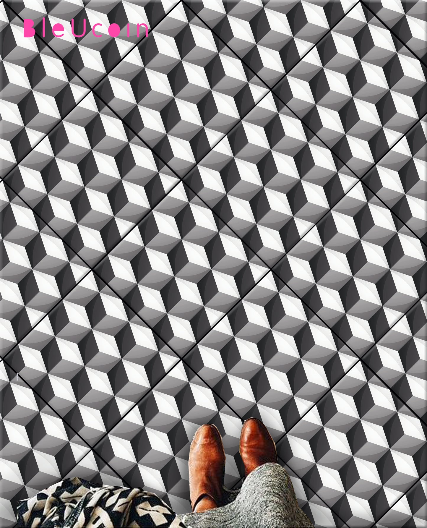 Art Deco Cube Peel & Stick Anti-Slip Flooring