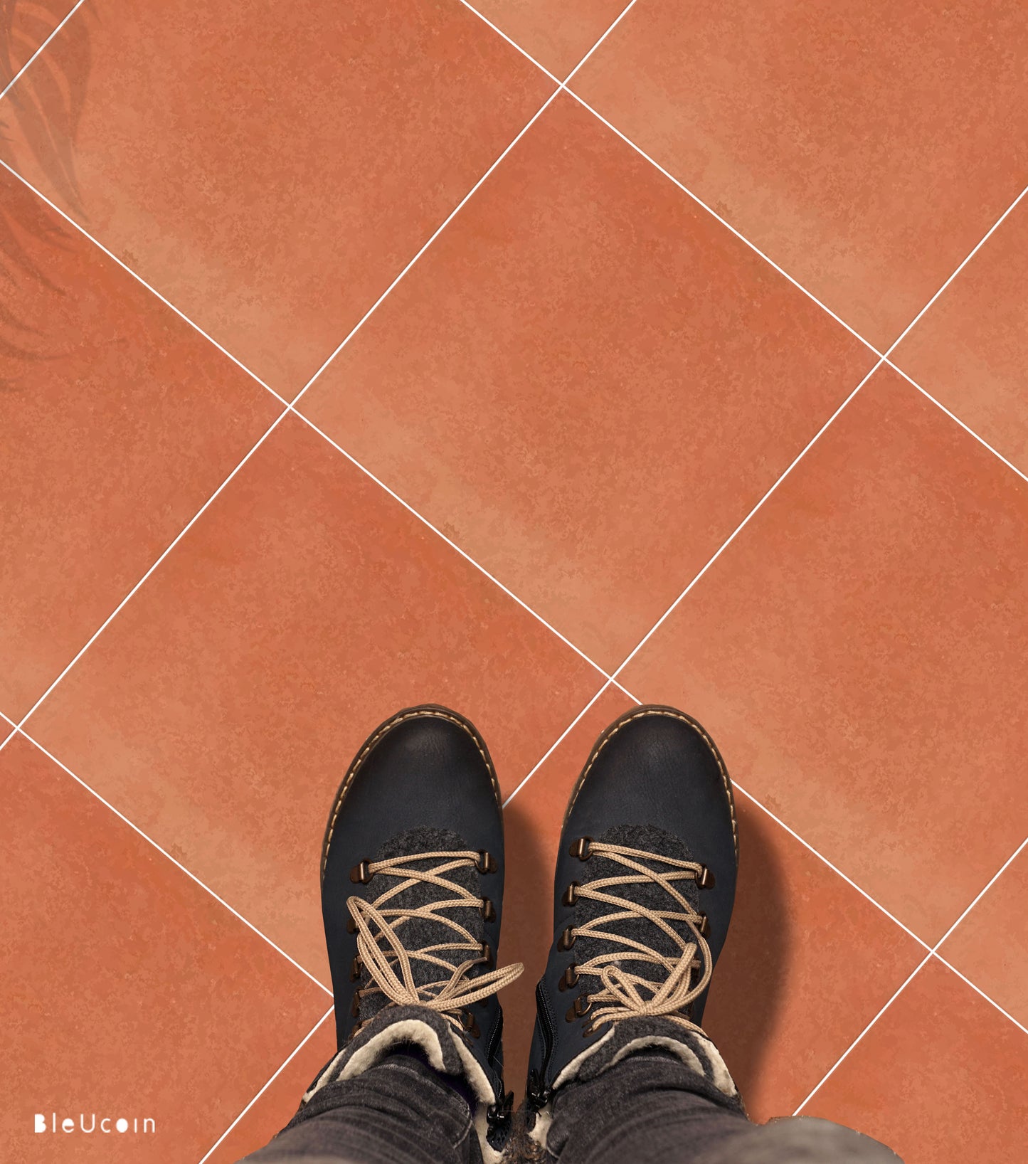 Ginger Premium Peel and Stick Floor Tile Stickers | Removable, Renter friendly with Anti-Slip finish in sturdy 520 microns