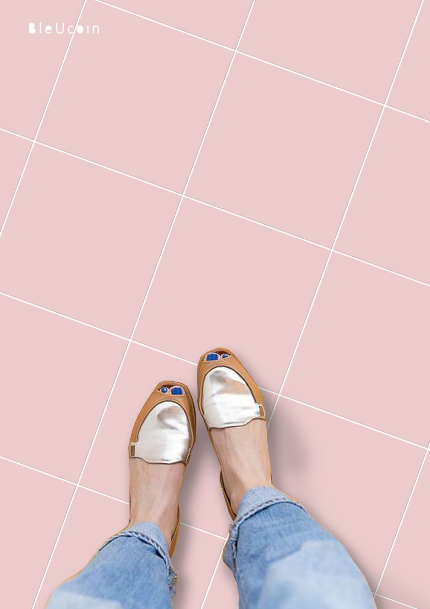 French Rose Solid Premium Peel and Stick Floor Tile Stickers | Removable, Renter friendly with Anti-Slip finish in sturdy 520 microns